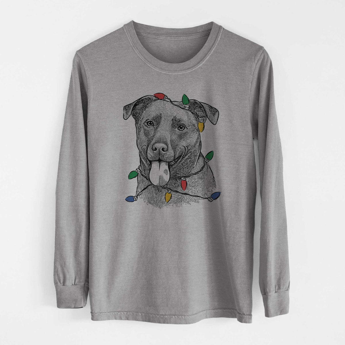 Christmas Lights Harbor the Mixed Breed - Heavyweight 100% Cotton Long Sleeve
