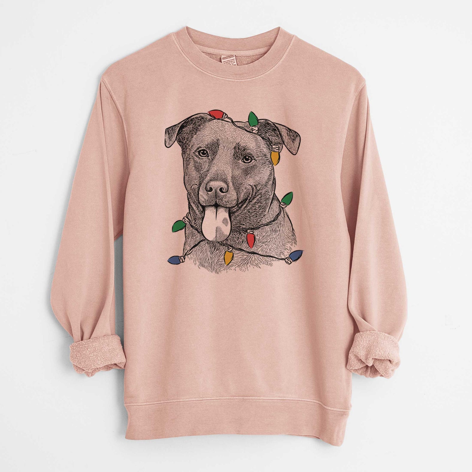 Christmas Lights Harbor the Mixed Breed - Unisex Pigment Dyed Crew Sweatshirt