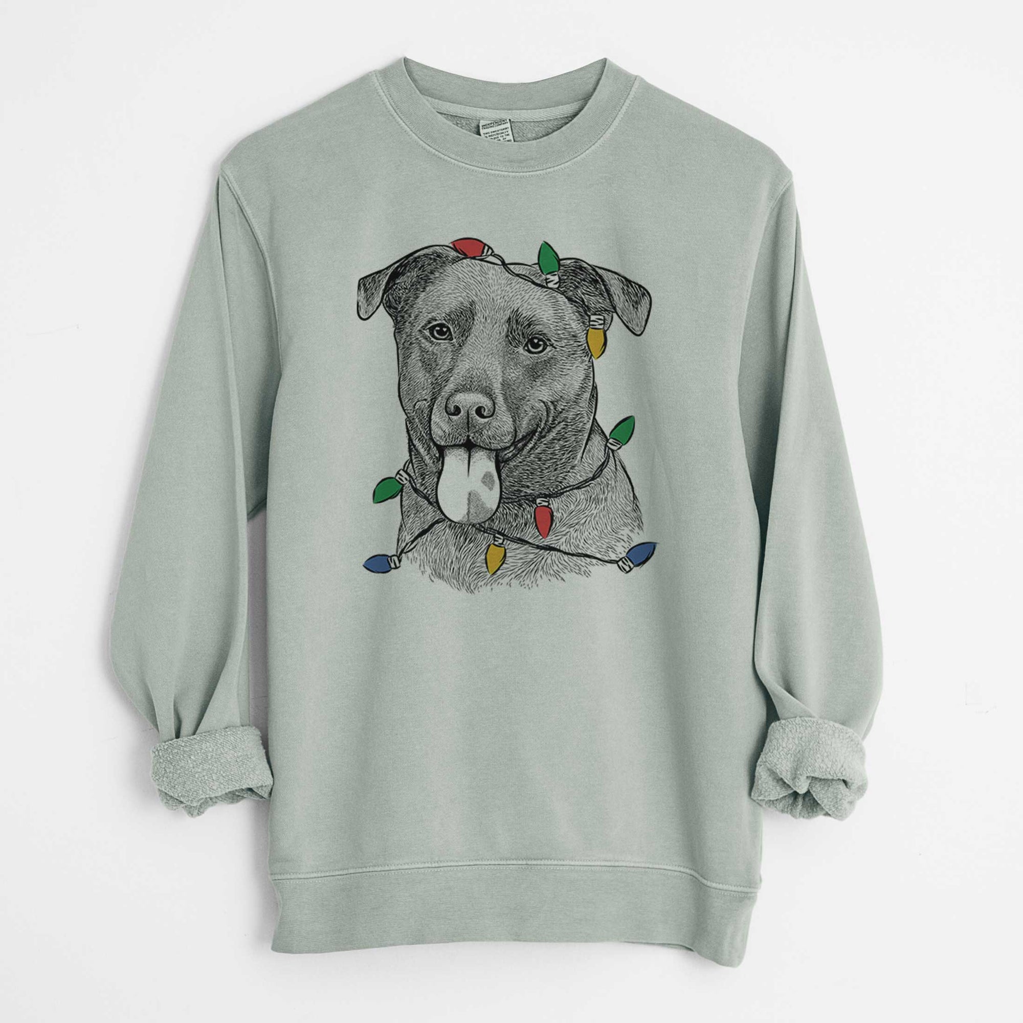 Christmas Lights Harbor the Mixed Breed - Unisex Pigment Dyed Crew Sweatshirt