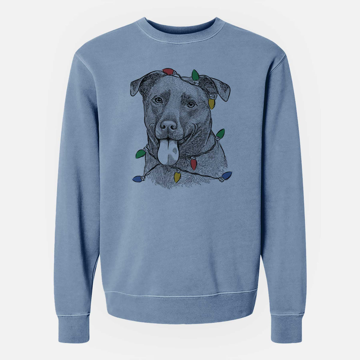Christmas Lights Harbor the Mixed Breed - Unisex Pigment Dyed Crew Sweatshirt