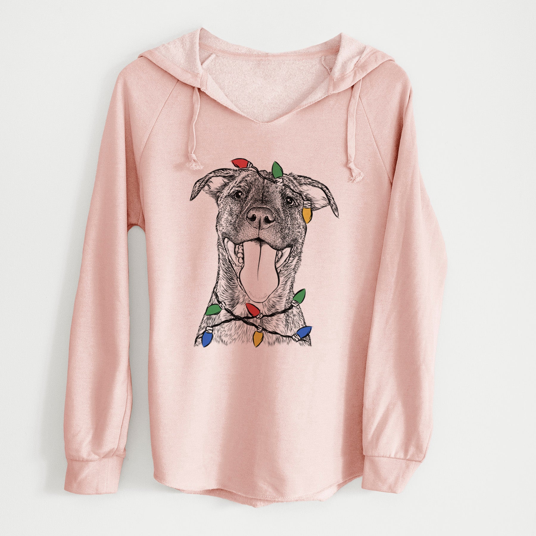 Christmas Lights Harley the Pitbull Mix - Cali Wave Hooded Sweatshirt