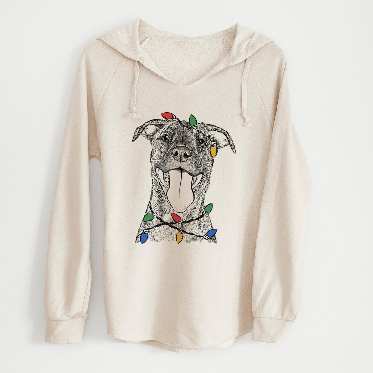Christmas Lights Harley the Pitbull Mix - Cali Wave Hooded Sweatshirt