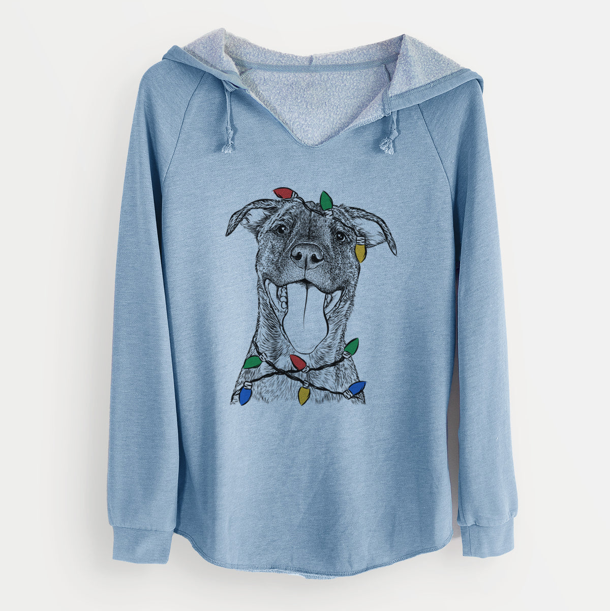 Christmas Lights Harley the Pitbull Mix - Cali Wave Hooded Sweatshirt
