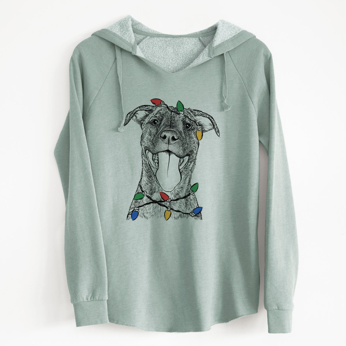 Christmas Lights Harley the Pitbull Mix - Cali Wave Hooded Sweatshirt