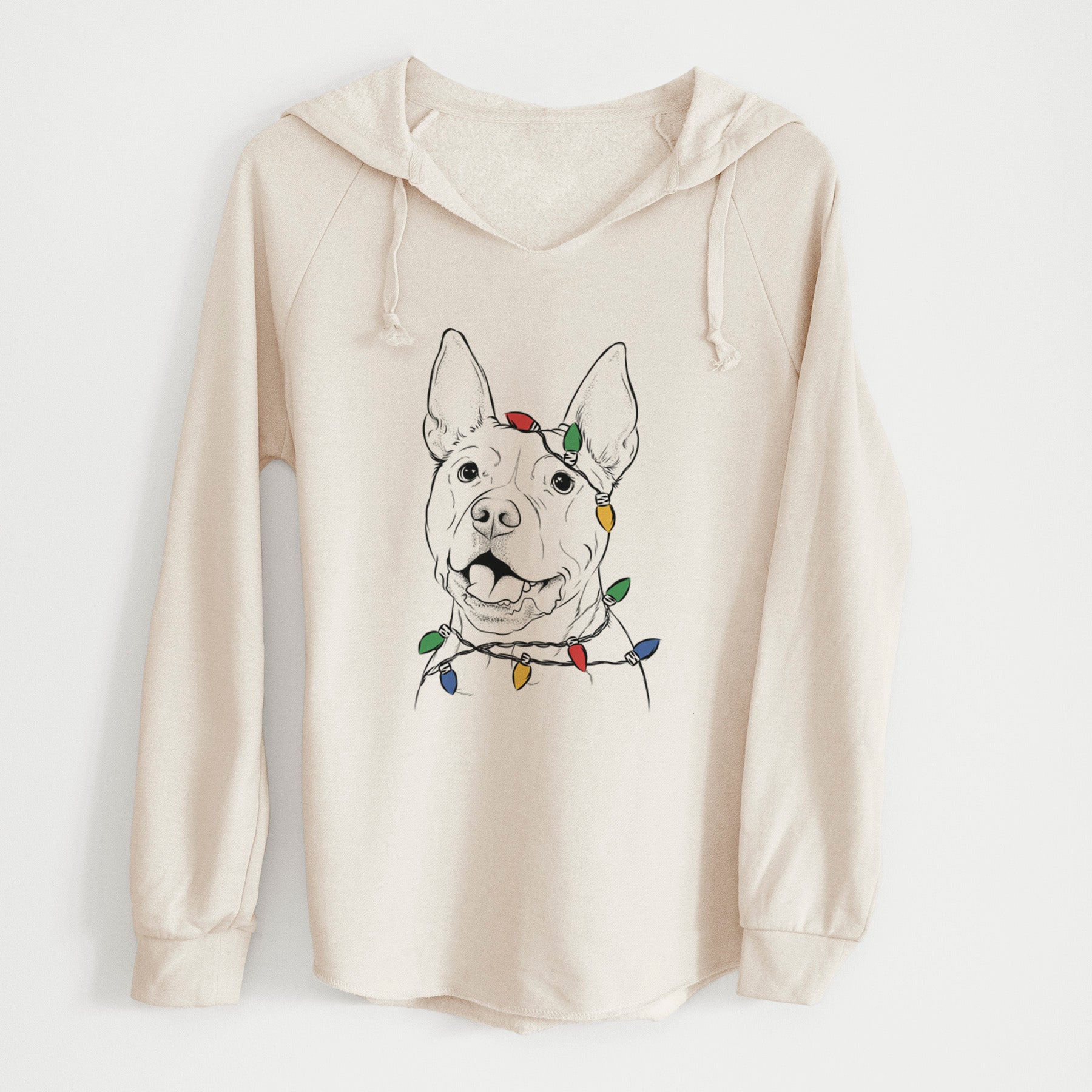 Christmas Lights Harley the Pitbull - Cali Wave Hooded Sweatshirt