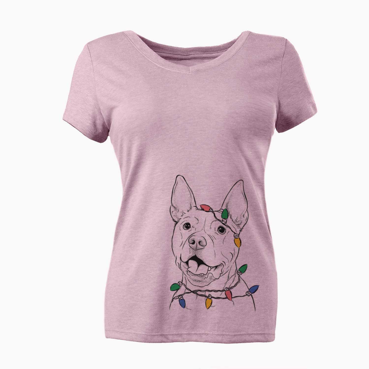 Christmas Lights Harley the Pitbull - Women's V-neck Shirt