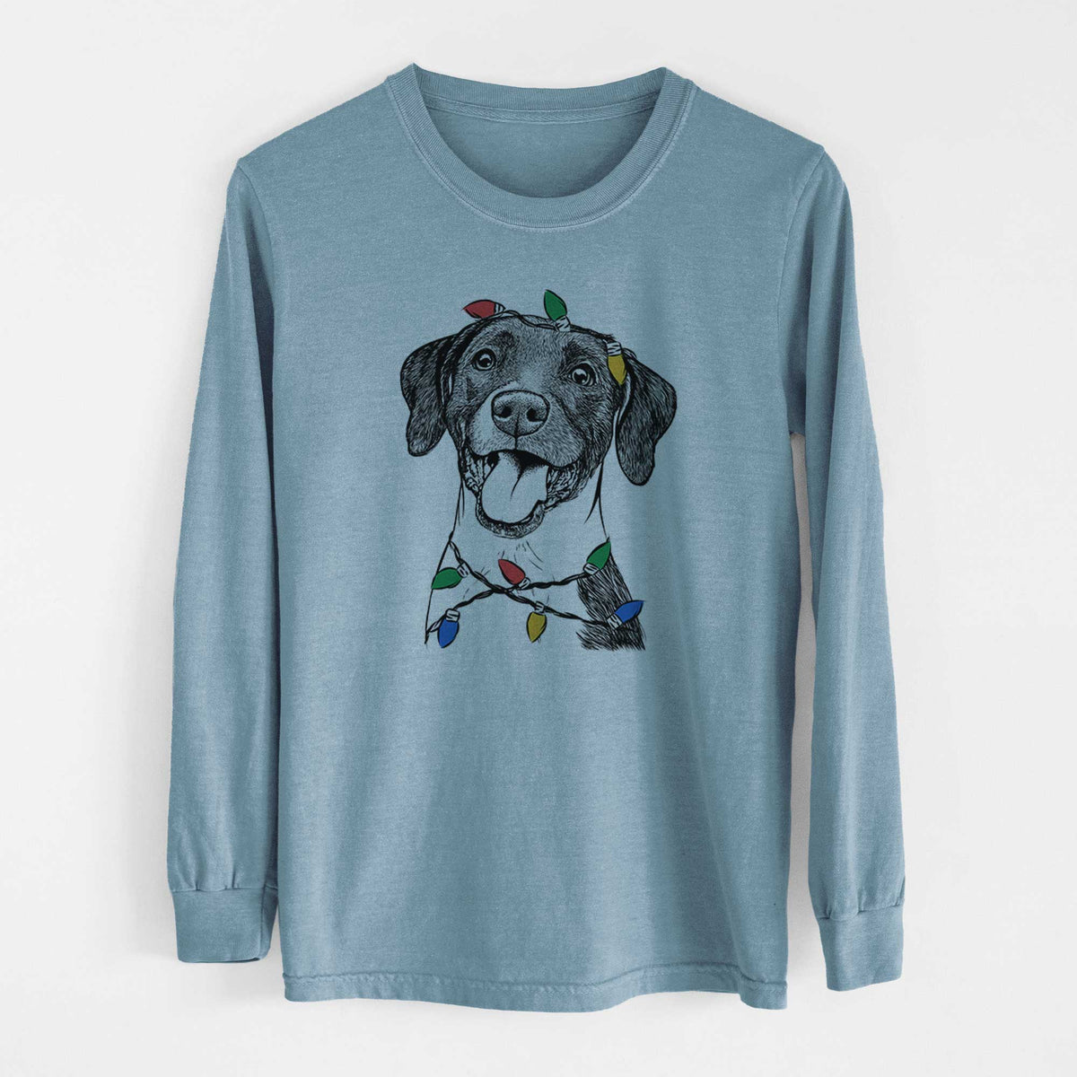 Christmas Lights Harper the Mixed Breed - Heavyweight 100% Cotton Long Sleeve