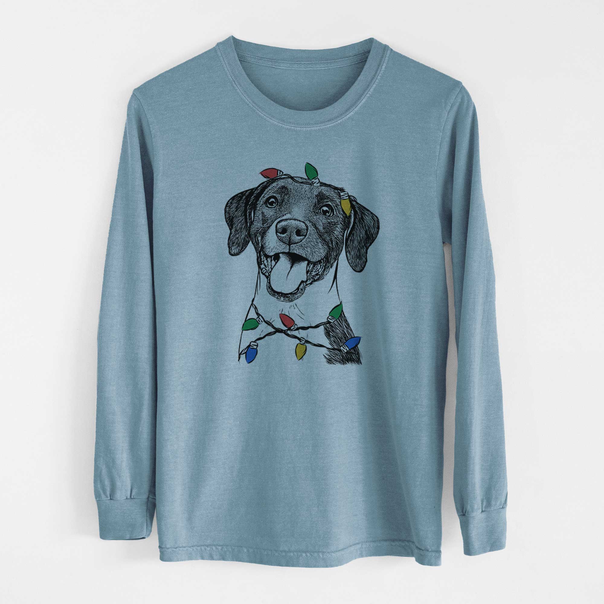 Christmas Lights Harper the Mixed Breed - Heavyweight 100% Cotton Long Sleeve