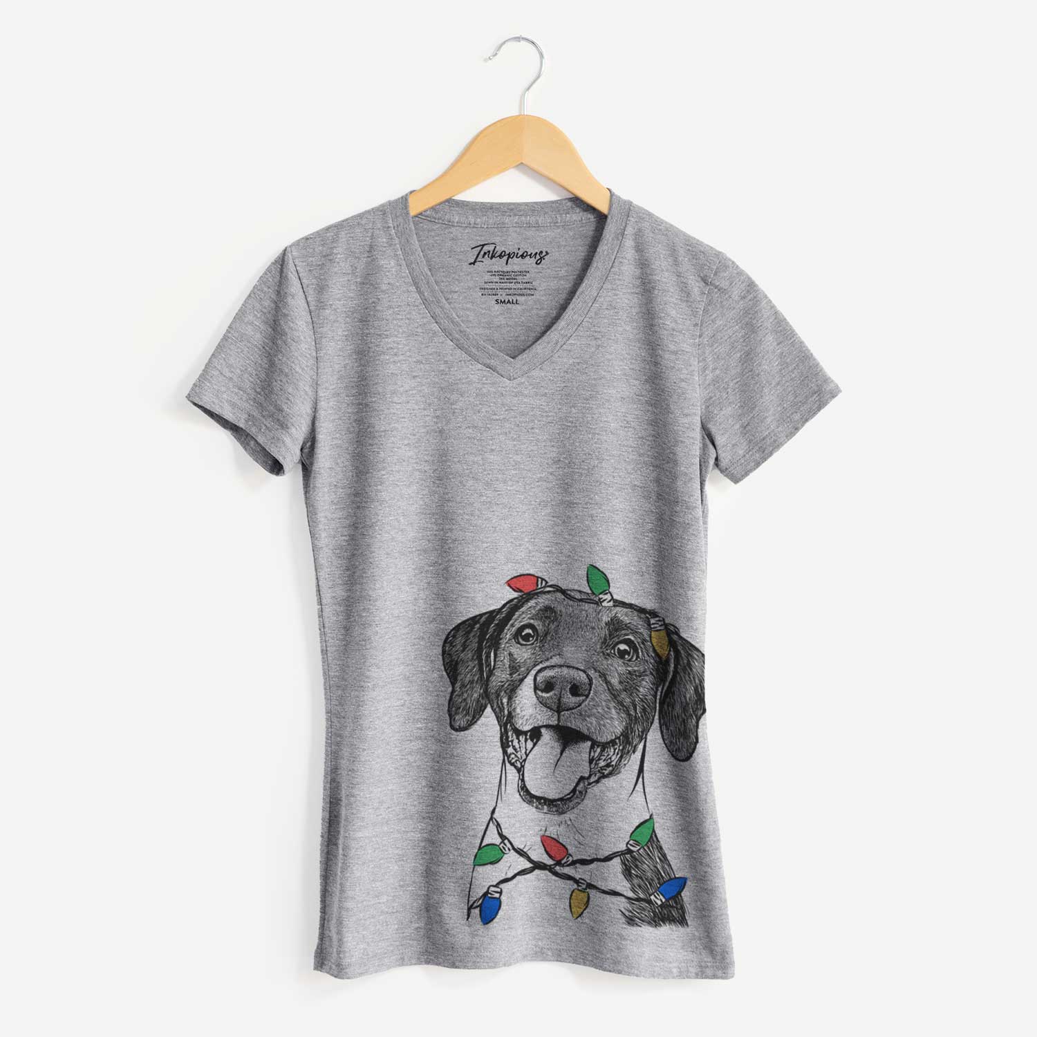 Christmas Lights Harper the Mixed Breed - Women's V-neck Shirt
