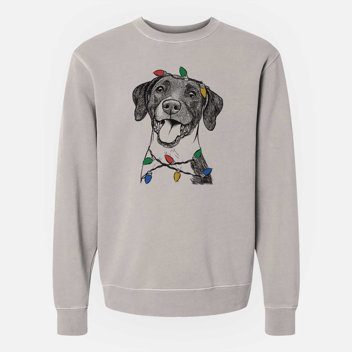 Christmas Lights Harper the Mixed Breed - Unisex Pigment Dyed Crew Sweatshirt