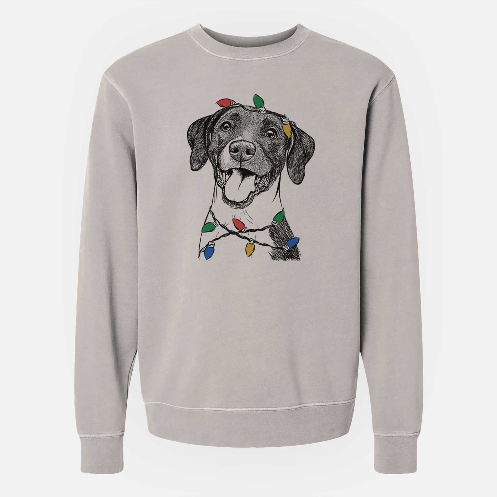 Christmas Lights Harper the Mixed Breed - Unisex Pigment Dyed Crew Sweatshirt