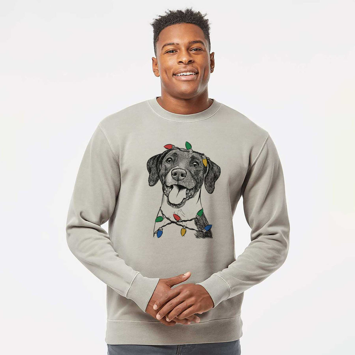 Christmas Lights Harper the Mixed Breed - Unisex Pigment Dyed Crew Sweatshirt