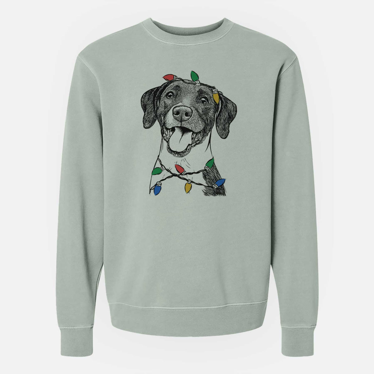 Christmas Lights Harper the Mixed Breed - Unisex Pigment Dyed Crew Sweatshirt
