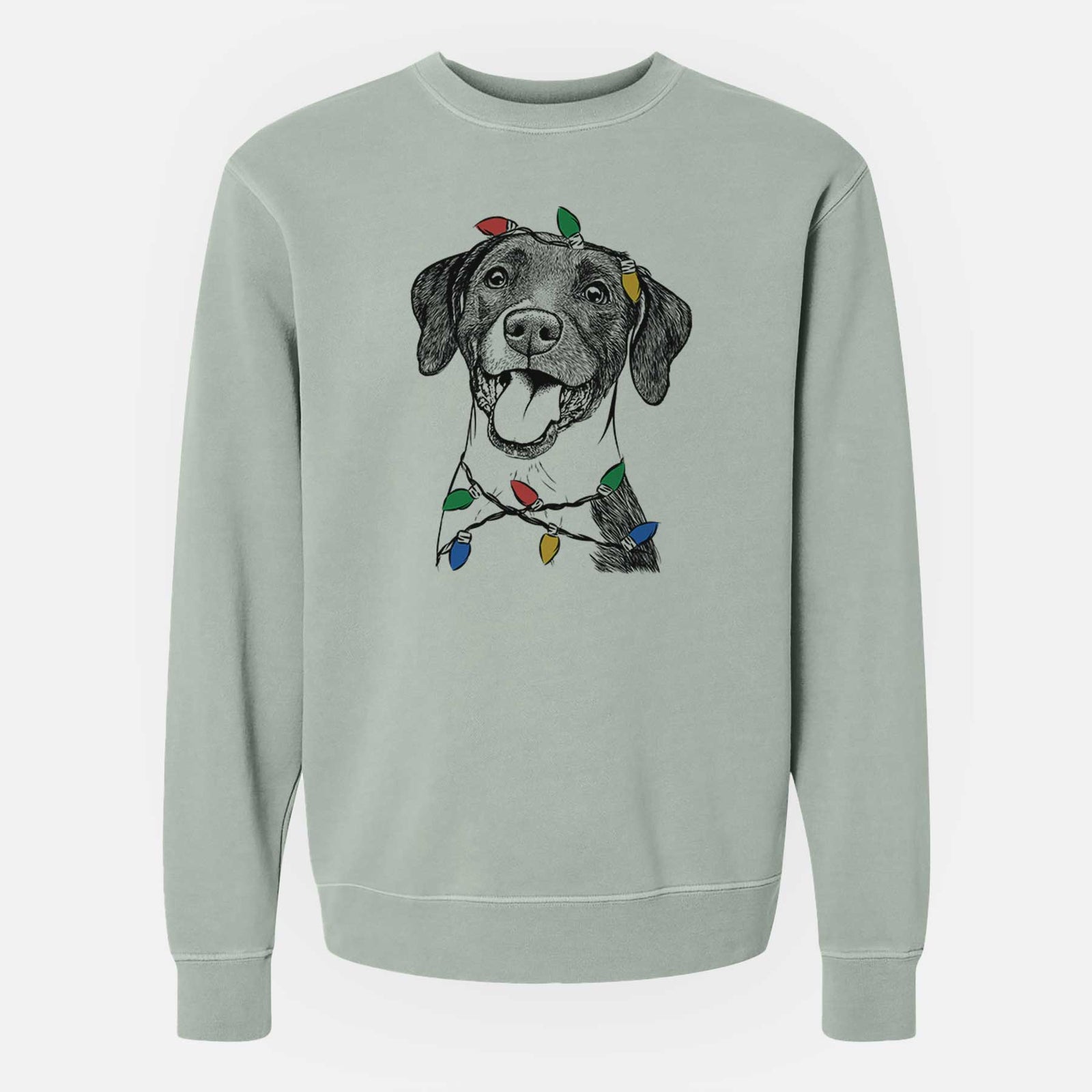 Christmas Lights Harper the Mixed Breed - Unisex Pigment Dyed Crew Sweatshirt