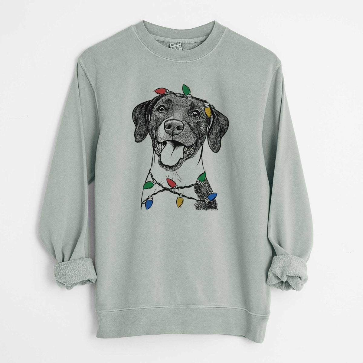Christmas Lights Harper the Mixed Breed - Unisex Pigment Dyed Crew Sweatshirt