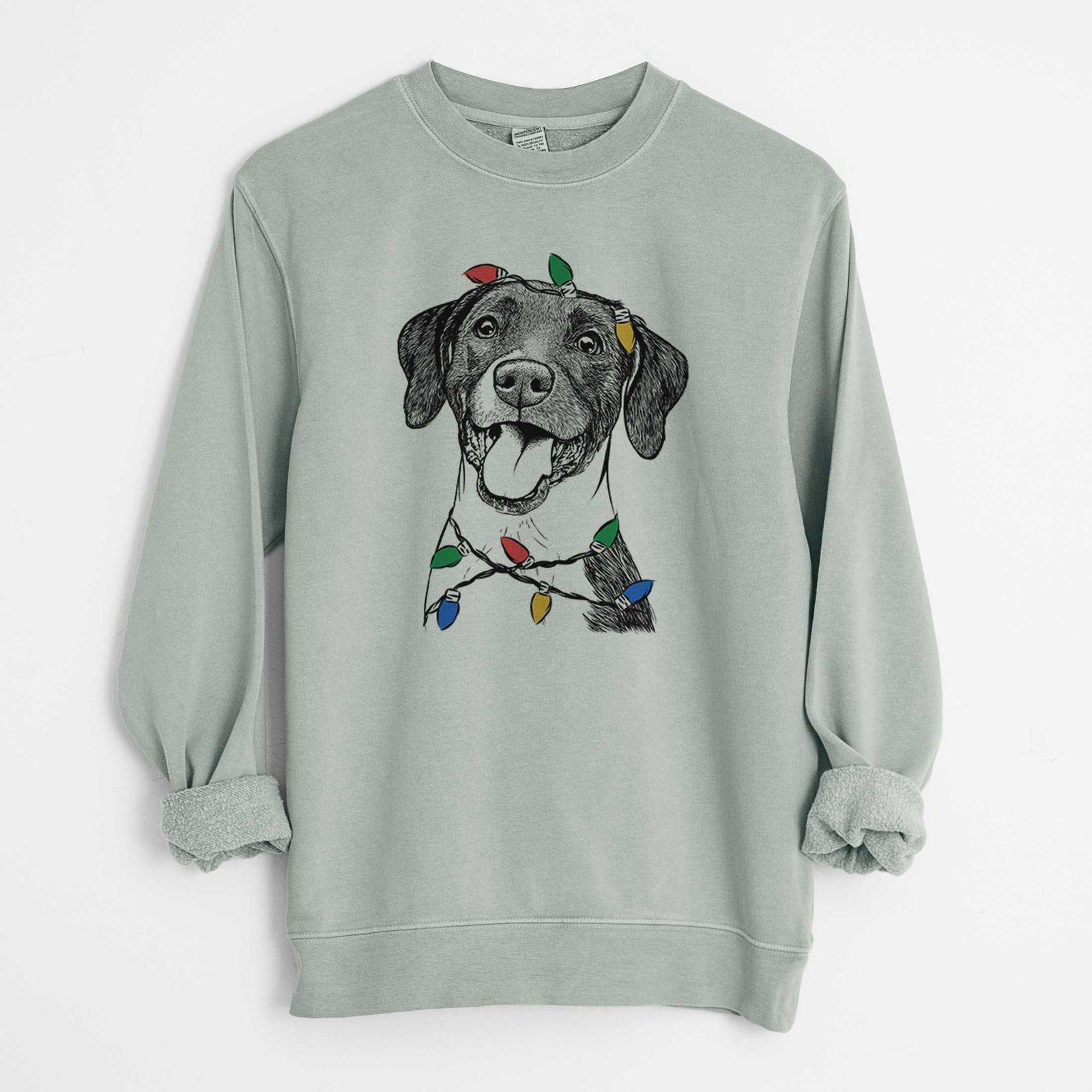Christmas Lights Harper the Mixed Breed - Unisex Pigment Dyed Crew Sweatshirt