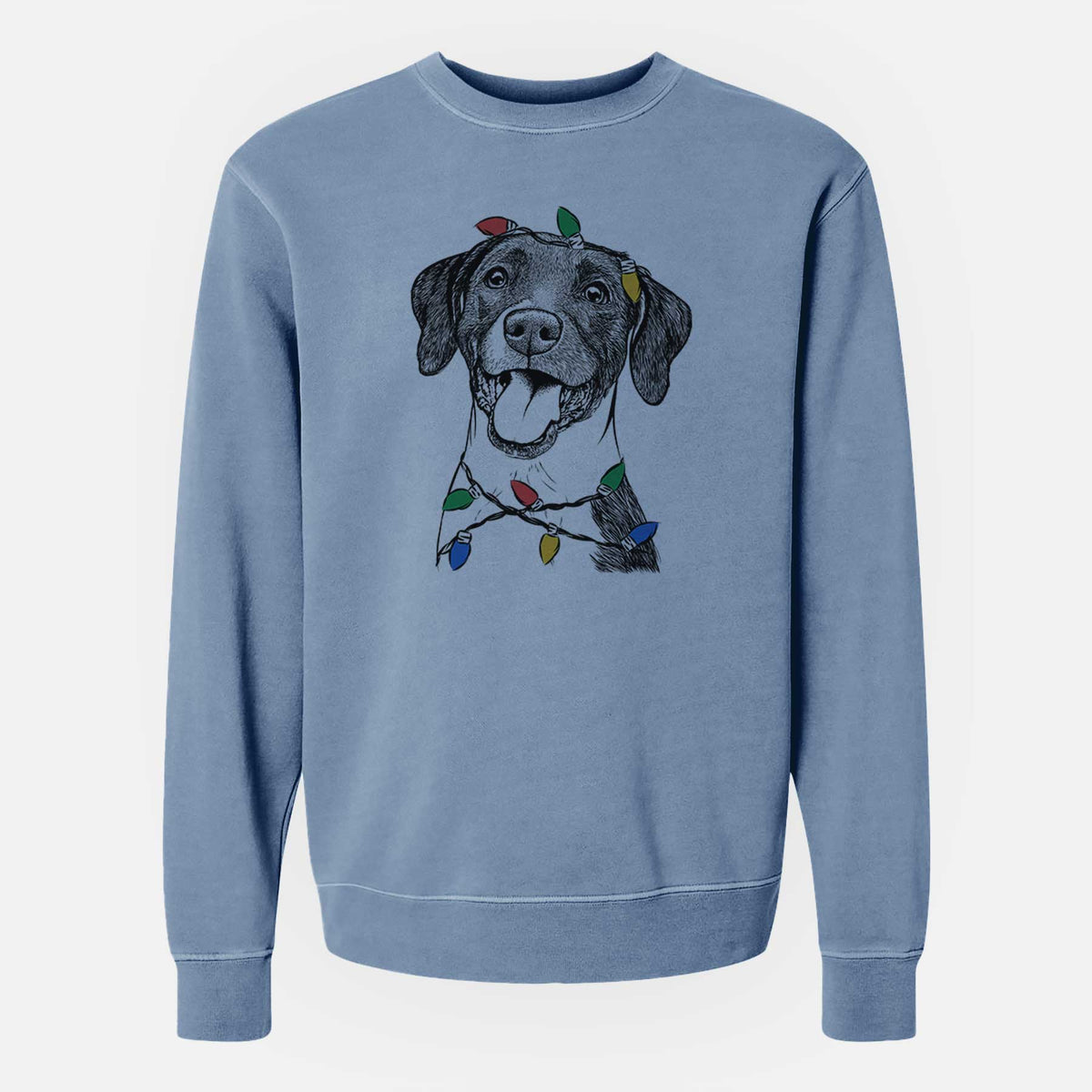 Christmas Lights Harper the Mixed Breed - Unisex Pigment Dyed Crew Sweatshirt