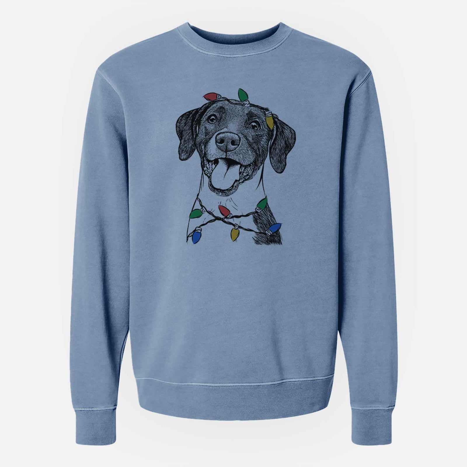 Christmas Lights Harper the Mixed Breed - Unisex Pigment Dyed Crew Sweatshirt