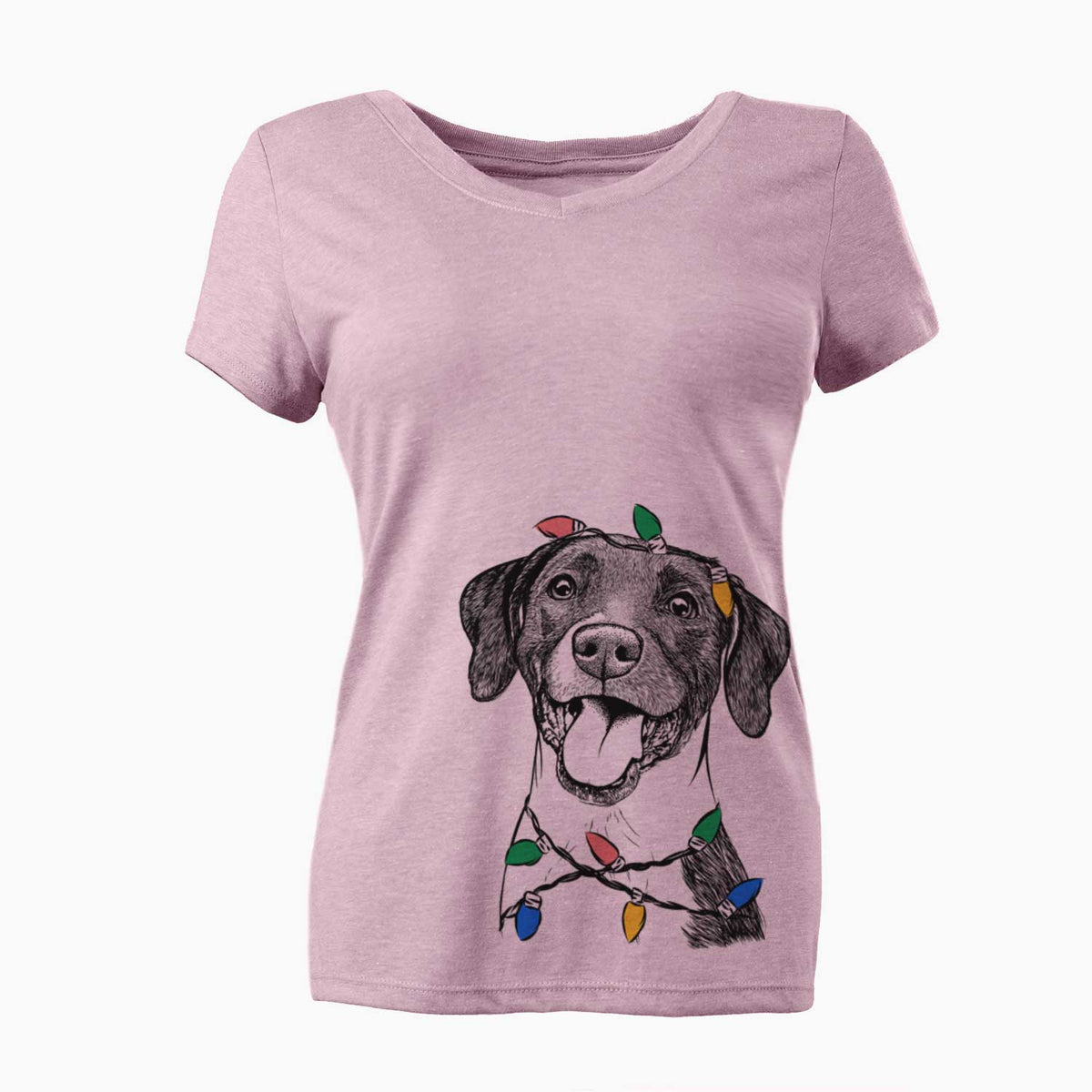 Christmas Lights Harper the Mixed Breed - Women's V-neck Shirt