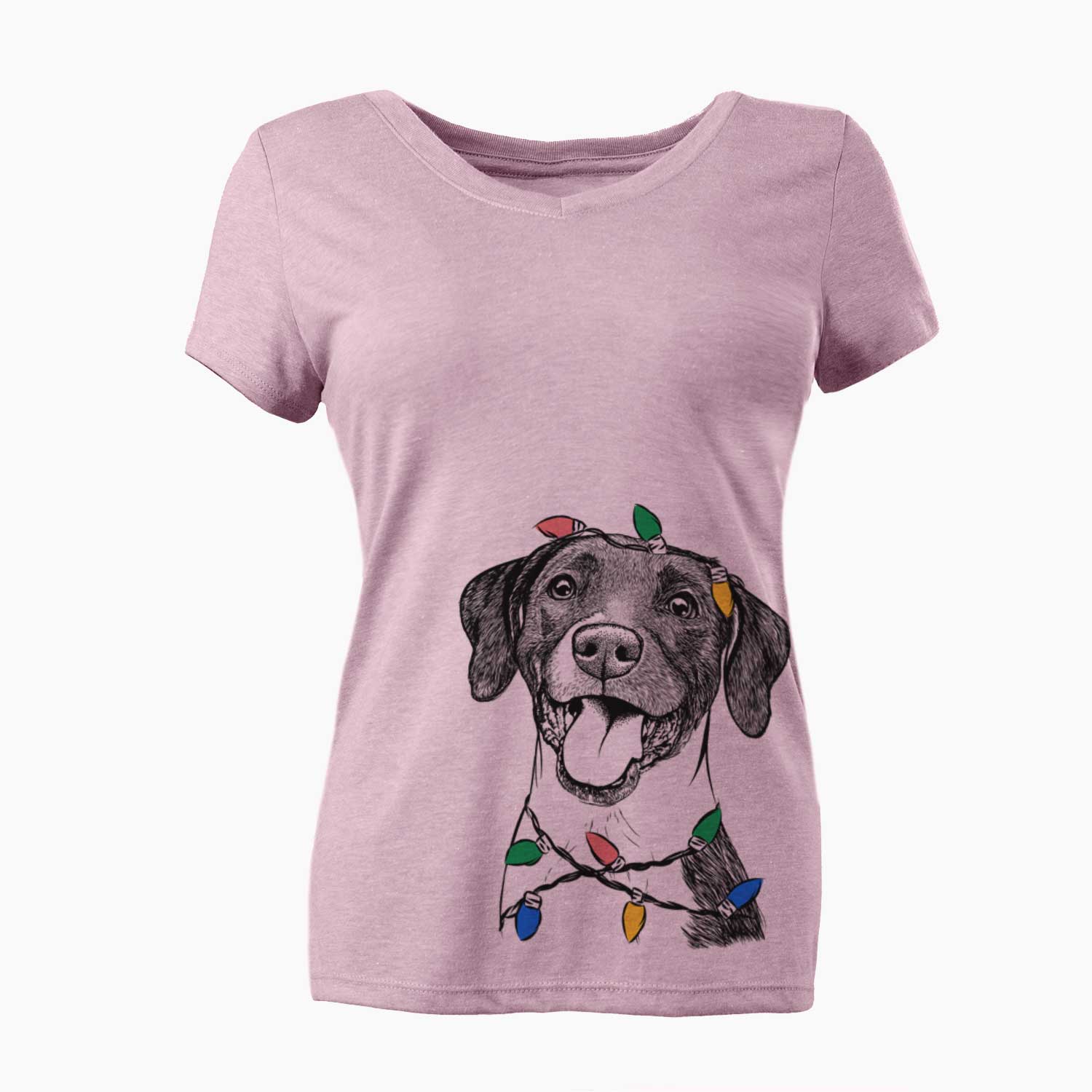 Christmas Lights Harper the Mixed Breed - Women's V-neck Shirt