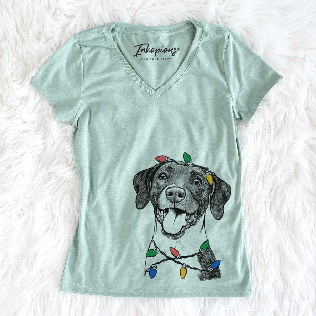 Christmas Lights Harper the Mixed Breed - Women's V-neck Shirt