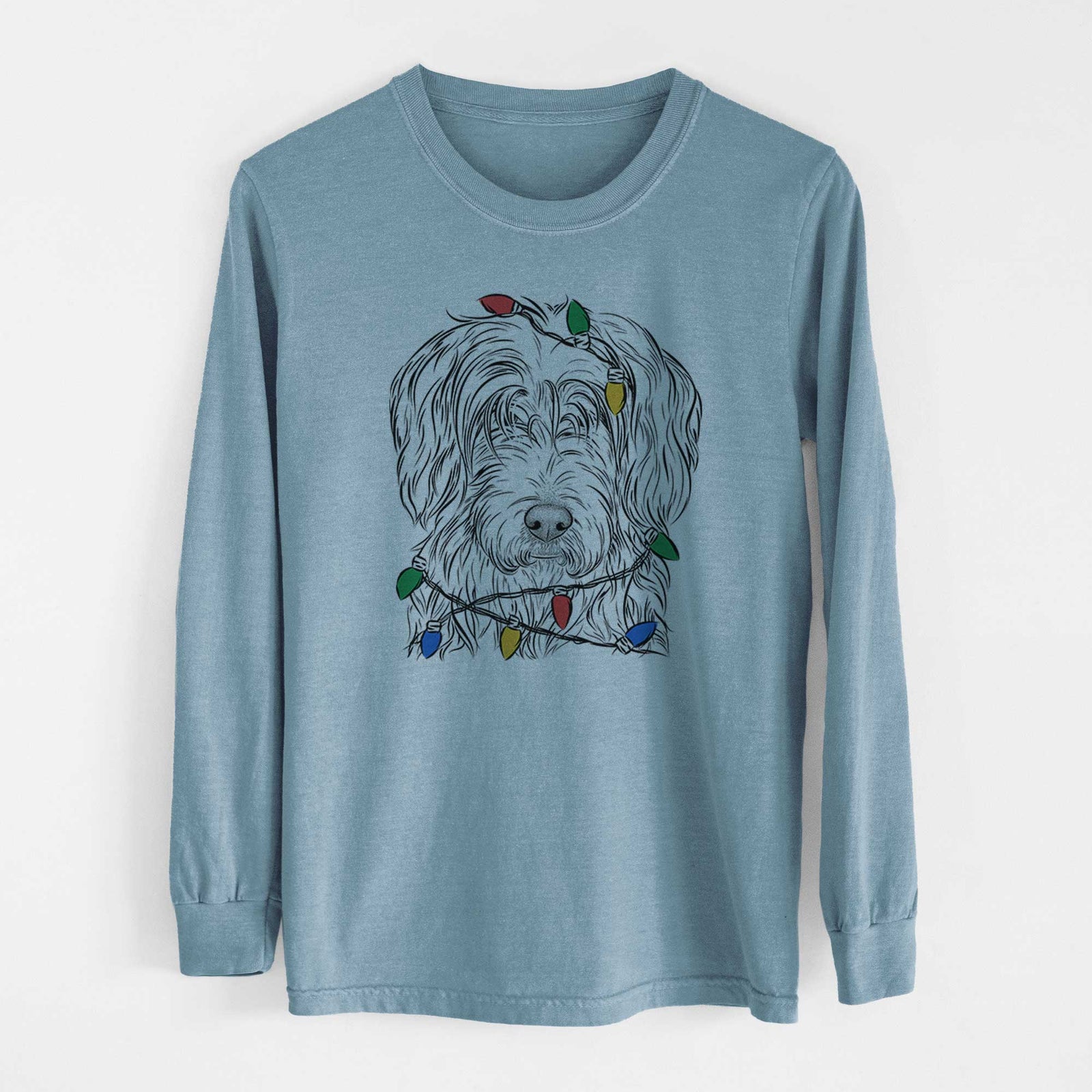 Christmas Lights Harry the Mixed Breed - Heavyweight 100% Cotton Long Sleeve