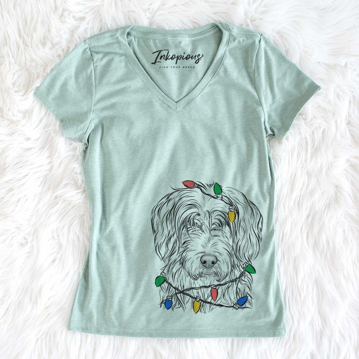 Christmas Lights Harry the Mixed Breed - Women&#39;s V-neck Shirt