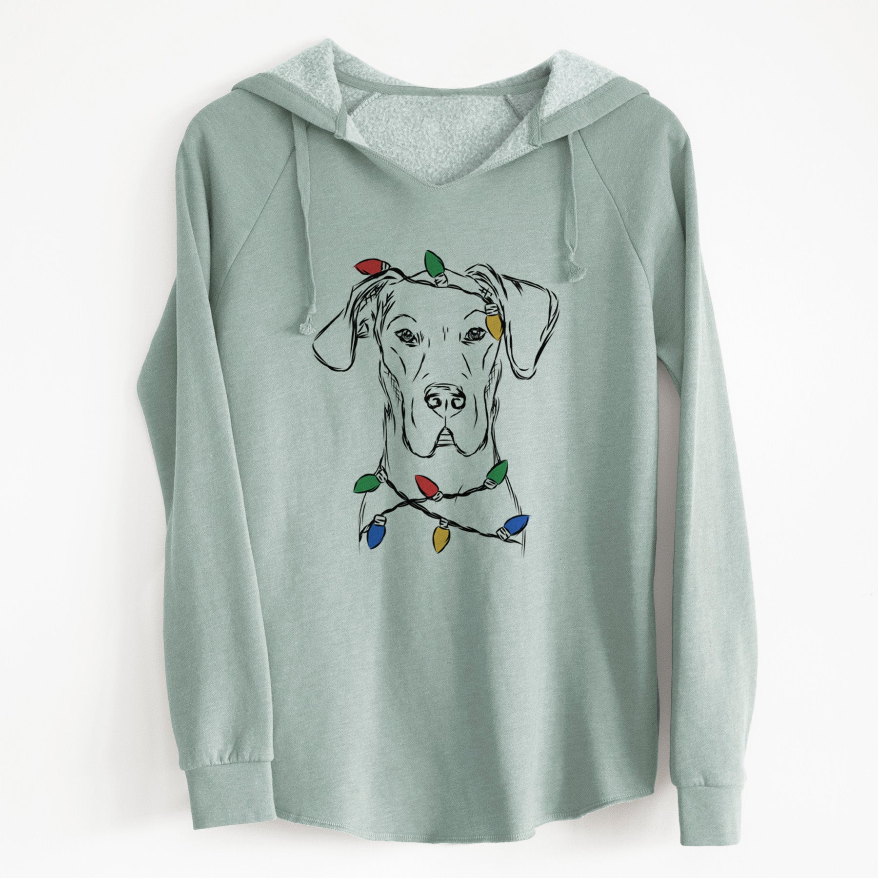 Christmas Lights Harvey the Great Dane - Cali Wave Hooded Sweatshirt