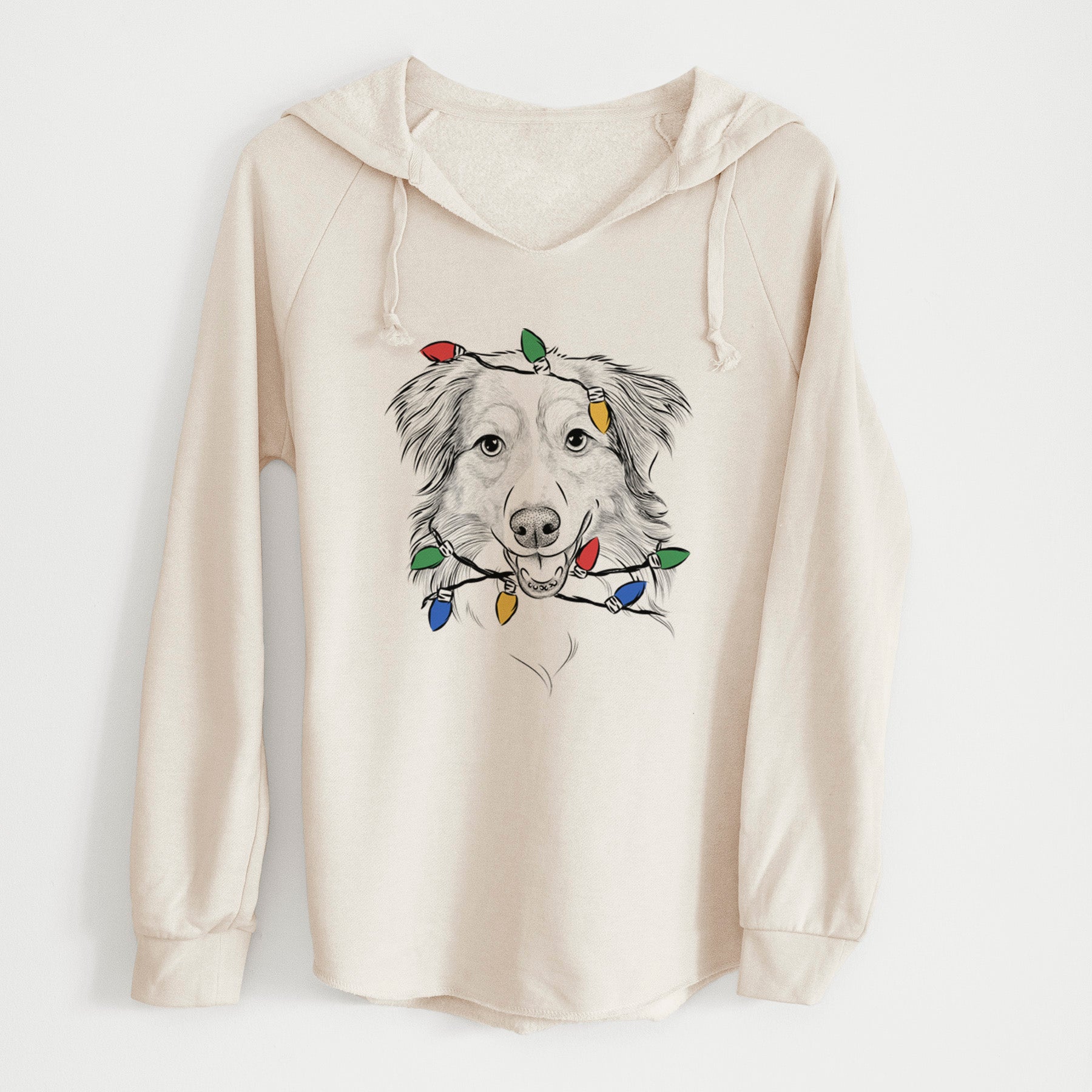 Christmas Lights Hattie the Australian Shepherd - Cali Wave Hooded Sweatshirt