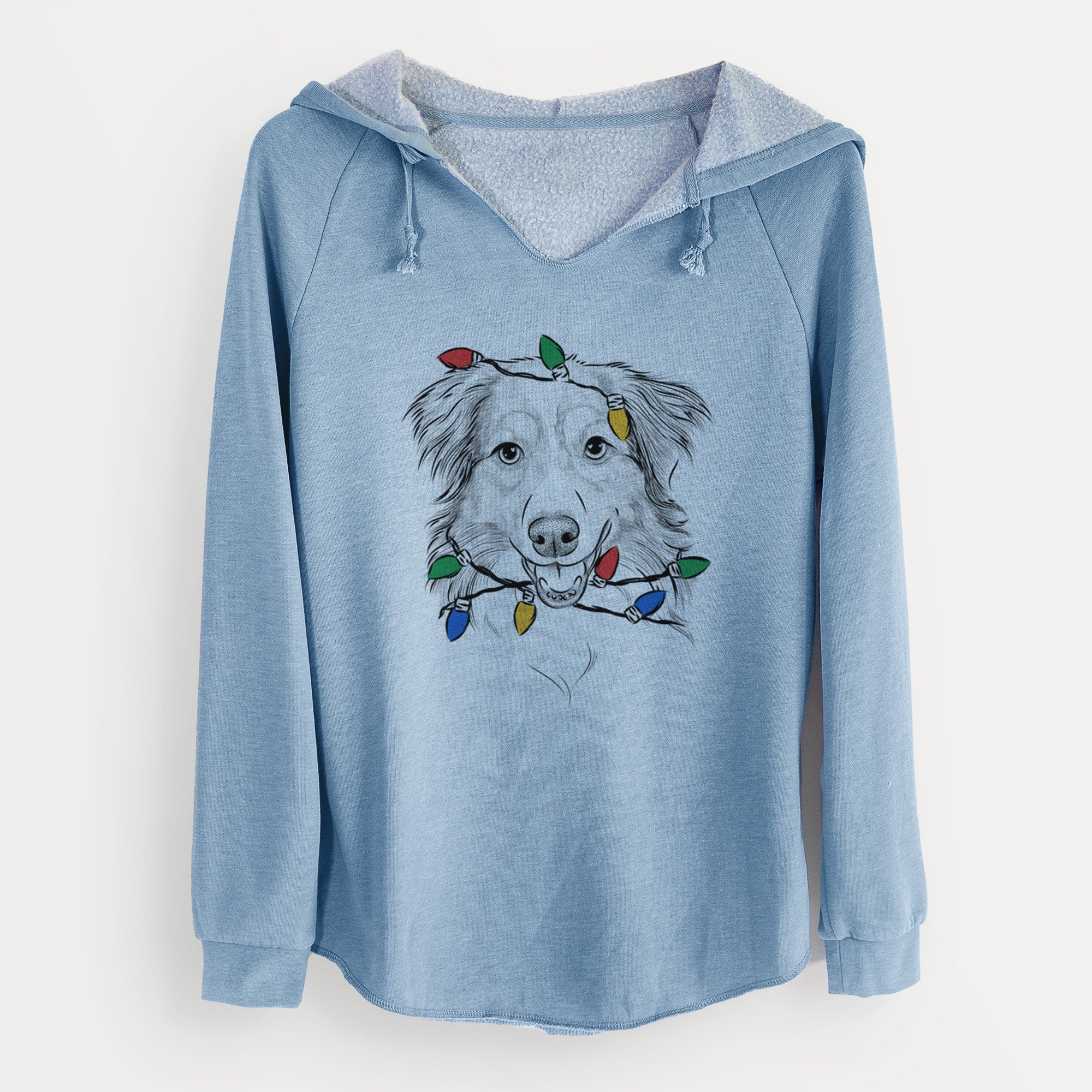 Christmas Lights Hattie the Australian Shepherd - Cali Wave Hooded Sweatshirt