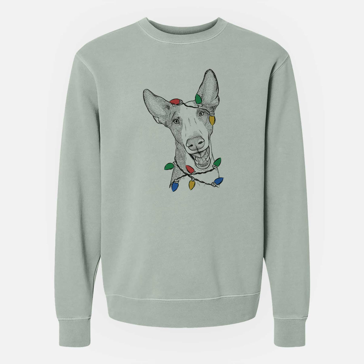 Christmas Lights Havok the Ibizan Hound - Unisex Pigment Dyed Crew Sweatshirt