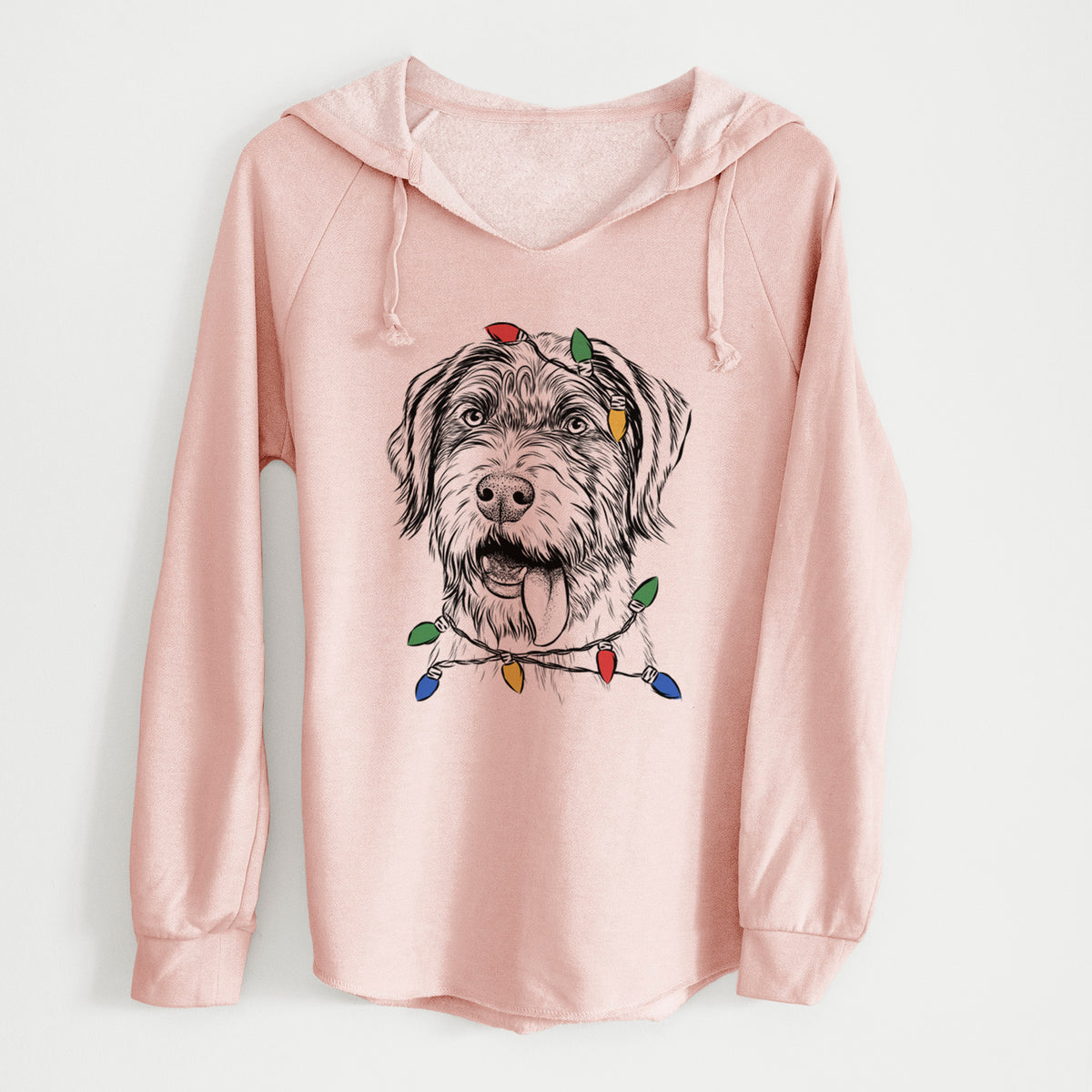 Christmas Lights Hazel the German Wirehaired Pointer Mix - Cali Wave Hooded Sweatshirt