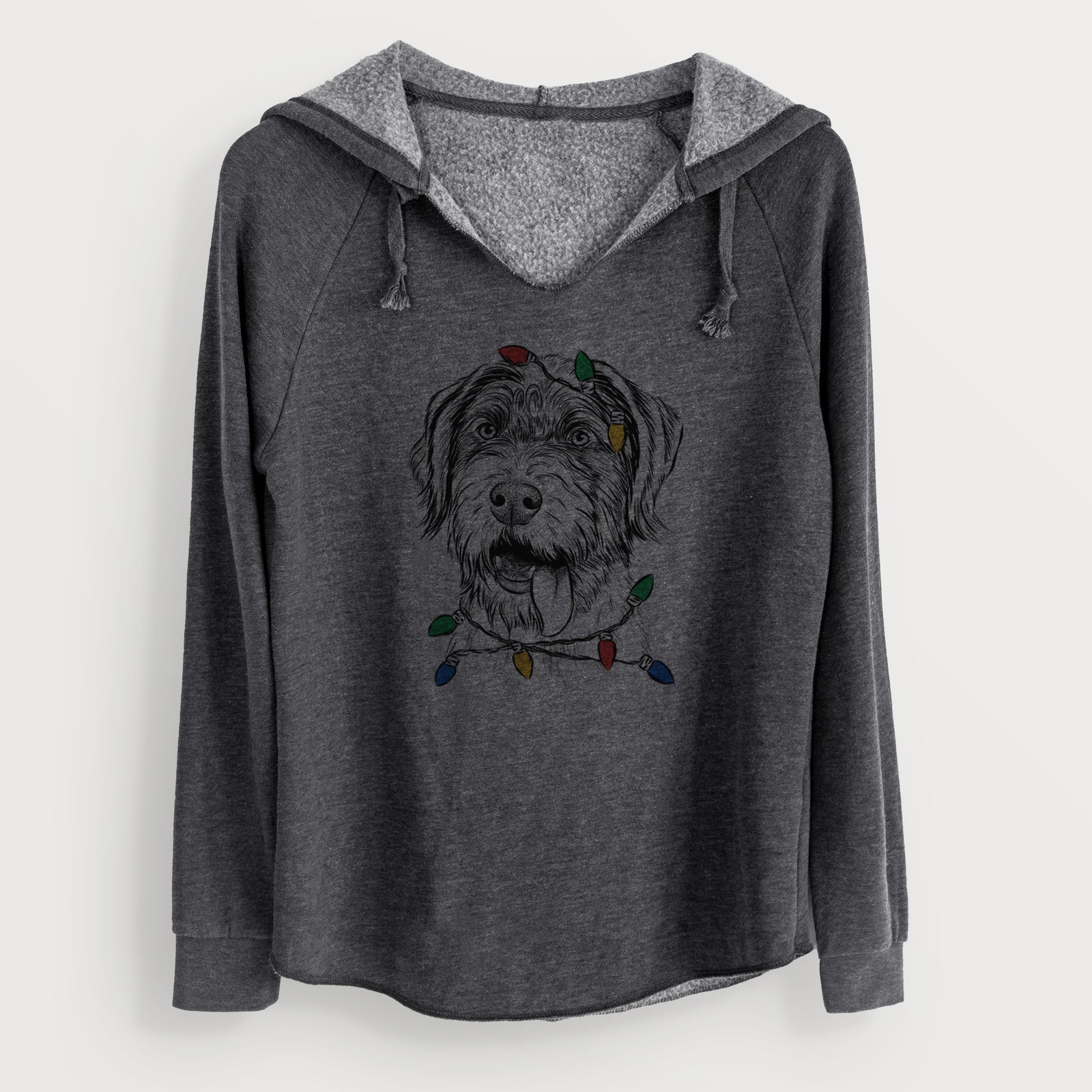 Christmas Lights Hazel the German Wirehaired Pointer Mix - Cali Wave Hooded Sweatshirt