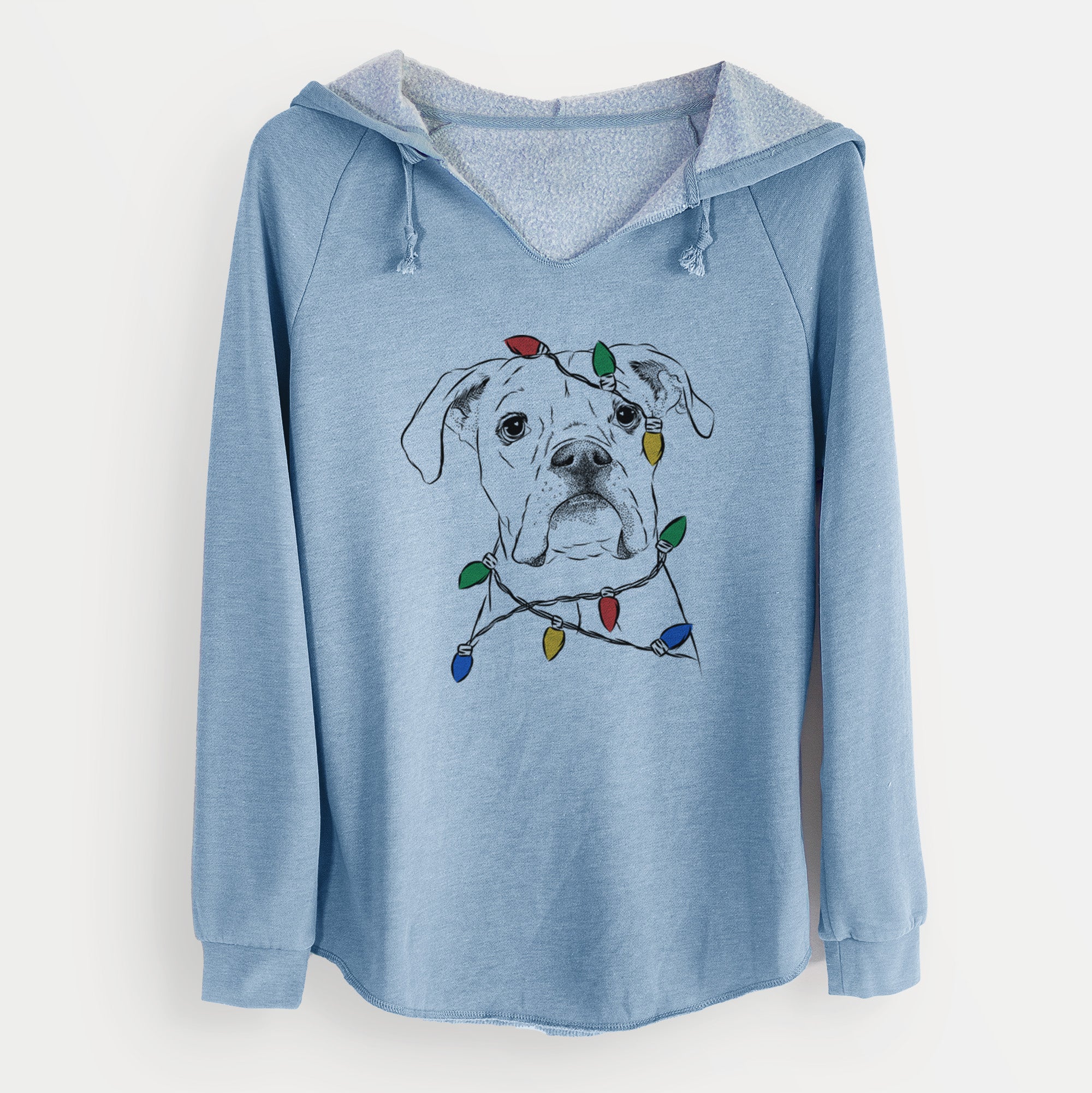 Christmas Lights Henley the Boxer - Cali Wave Hooded Sweatshirt