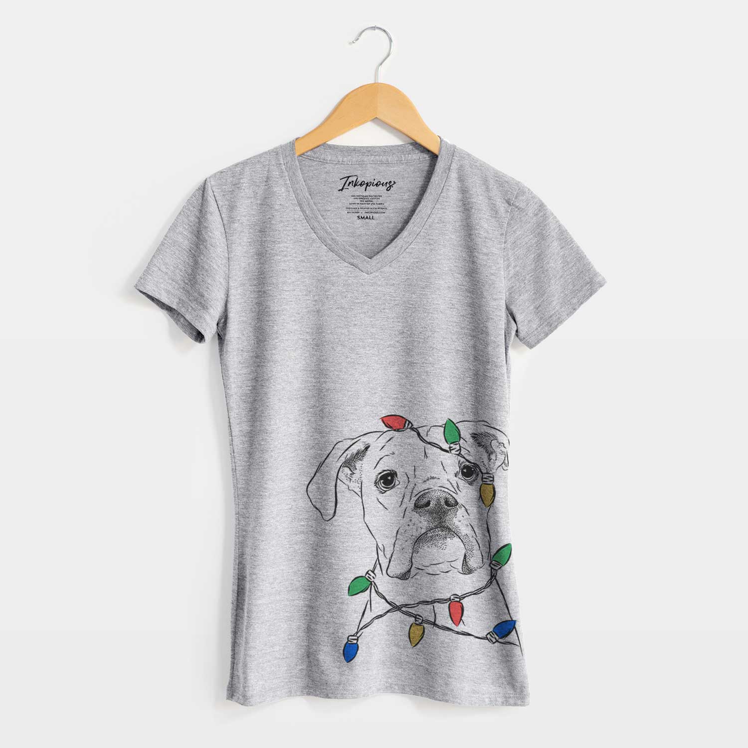 Christmas Lights Henley the Boxer - Women's V-neck Shirt