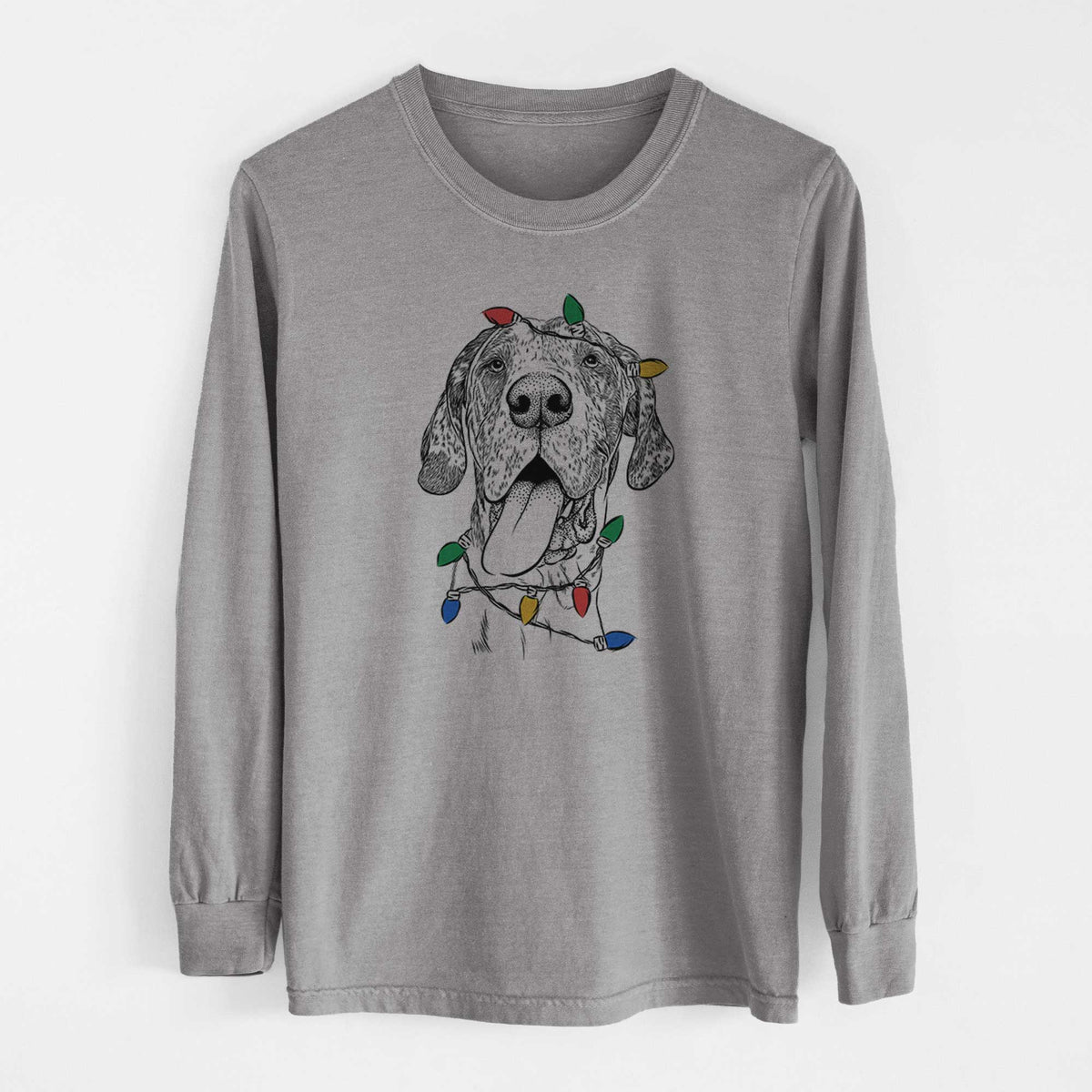 Christmas Lights Hennessey the Great Dane - Heavyweight 100% Cotton Long Sleeve
