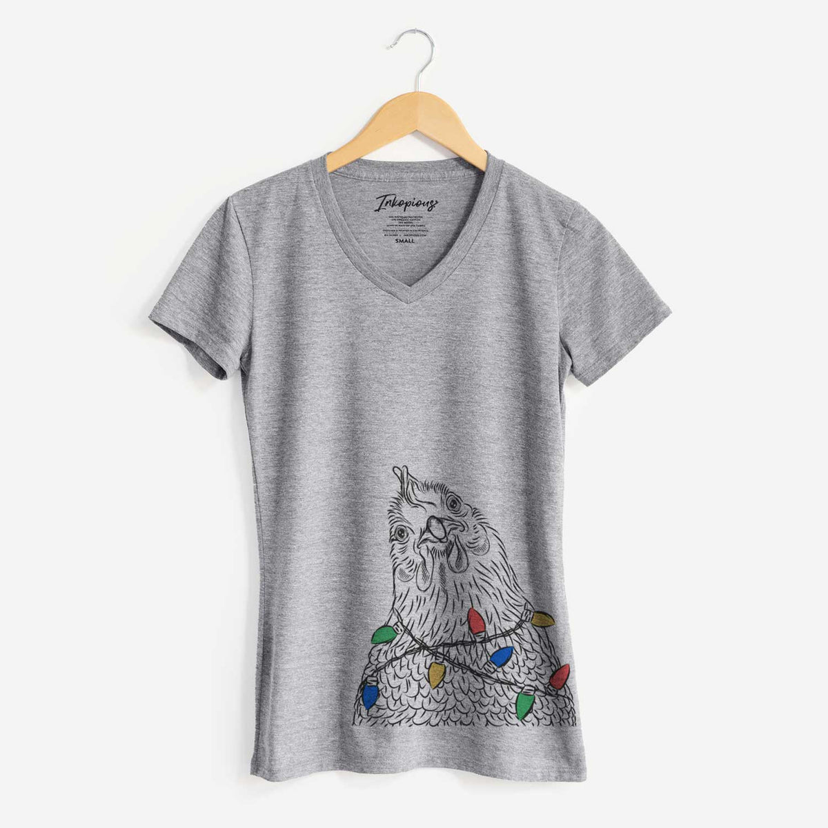 Christmas Lights Henrietta the Chicken - Women's V-neck Shirt