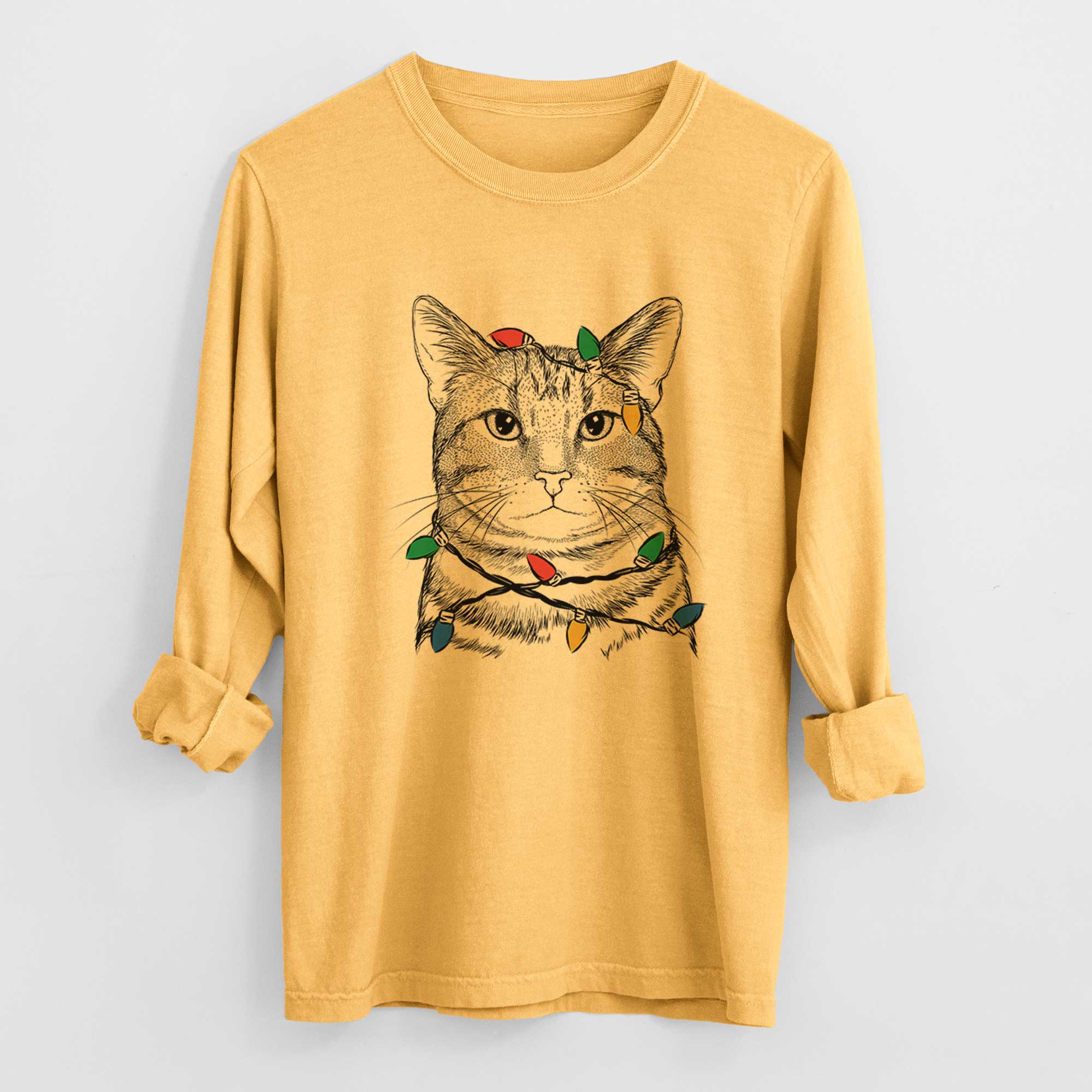 Christmas Lights Henry the Bengal - Heavyweight 100% Cotton Long Sleeve