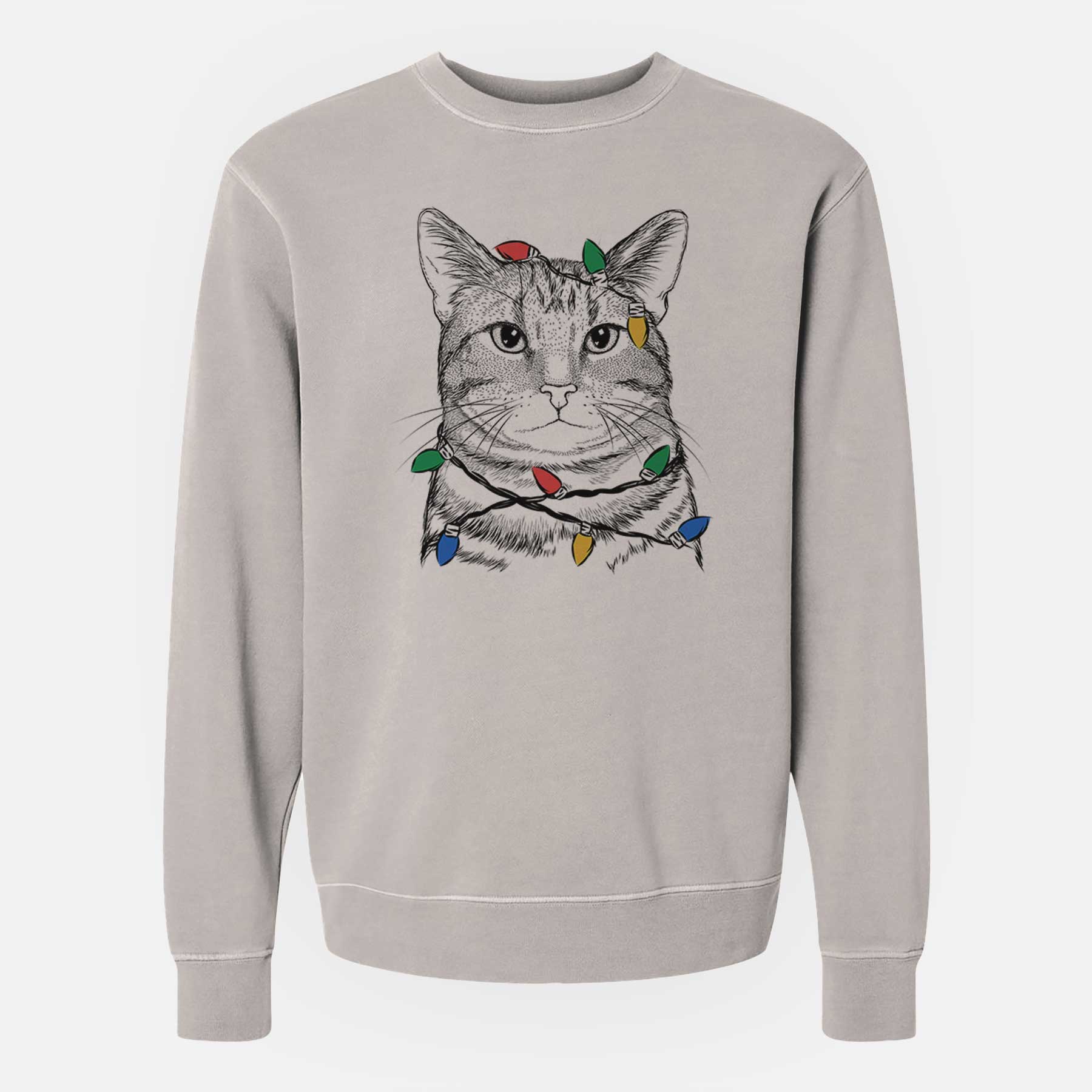 Christmas Lights Henry the Bengal - Unisex Pigment Dyed Crew Sweatshirt