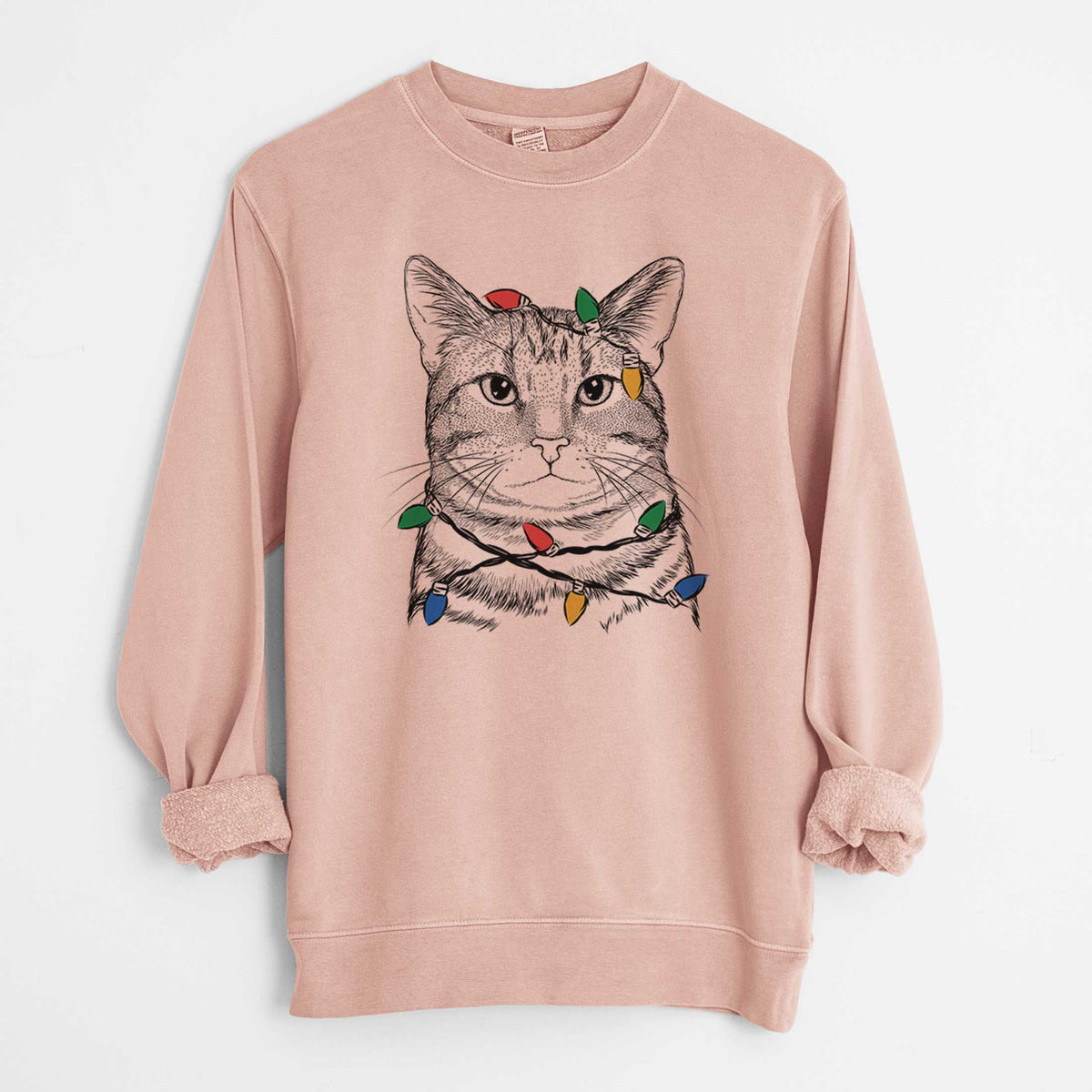 Christmas Lights Henry the Bengal - Unisex Pigment Dyed Crew Sweatshirt