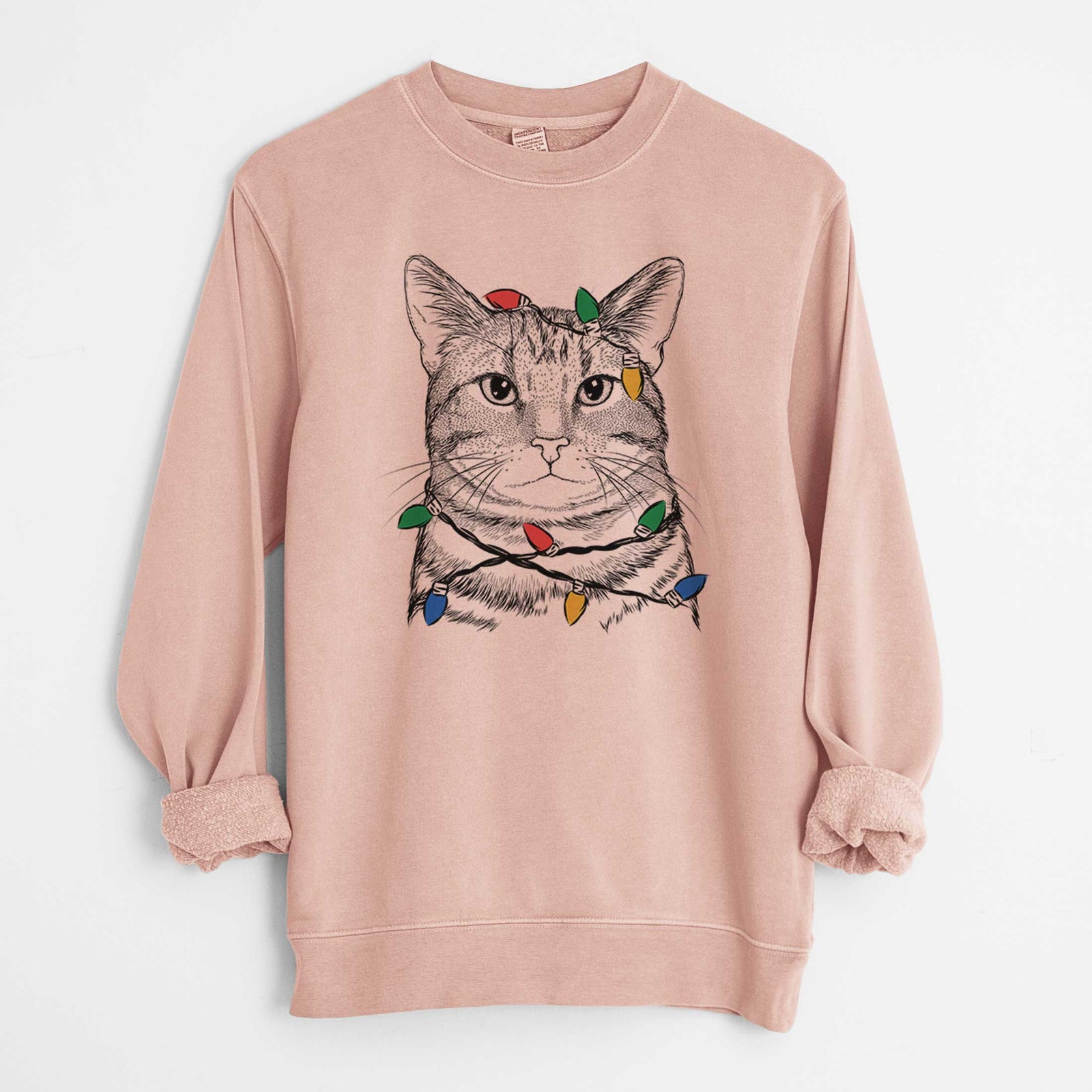 Christmas Lights Henry the Bengal - Unisex Pigment Dyed Crew Sweatshirt