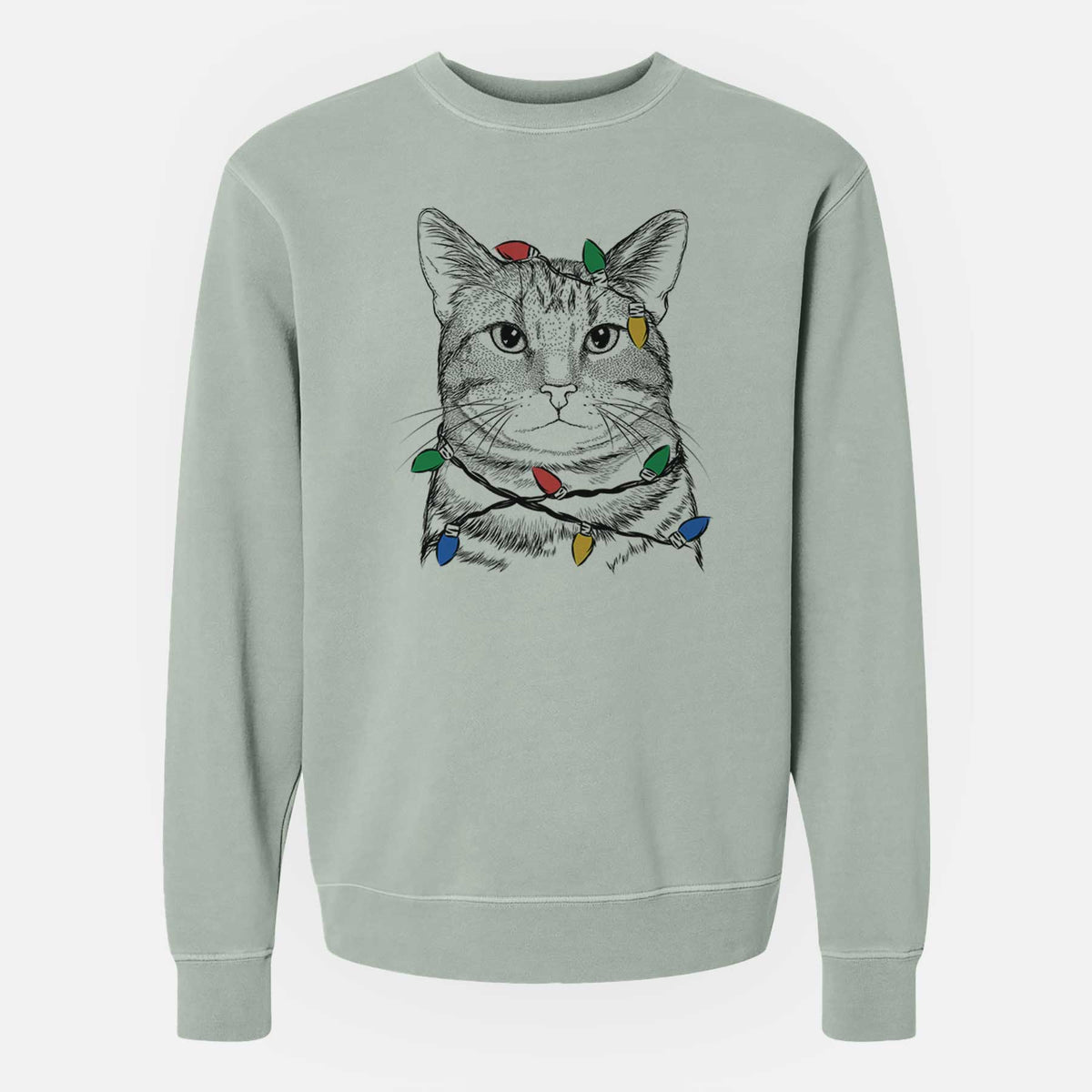 Christmas Lights Henry the Bengal - Unisex Pigment Dyed Crew Sweatshirt