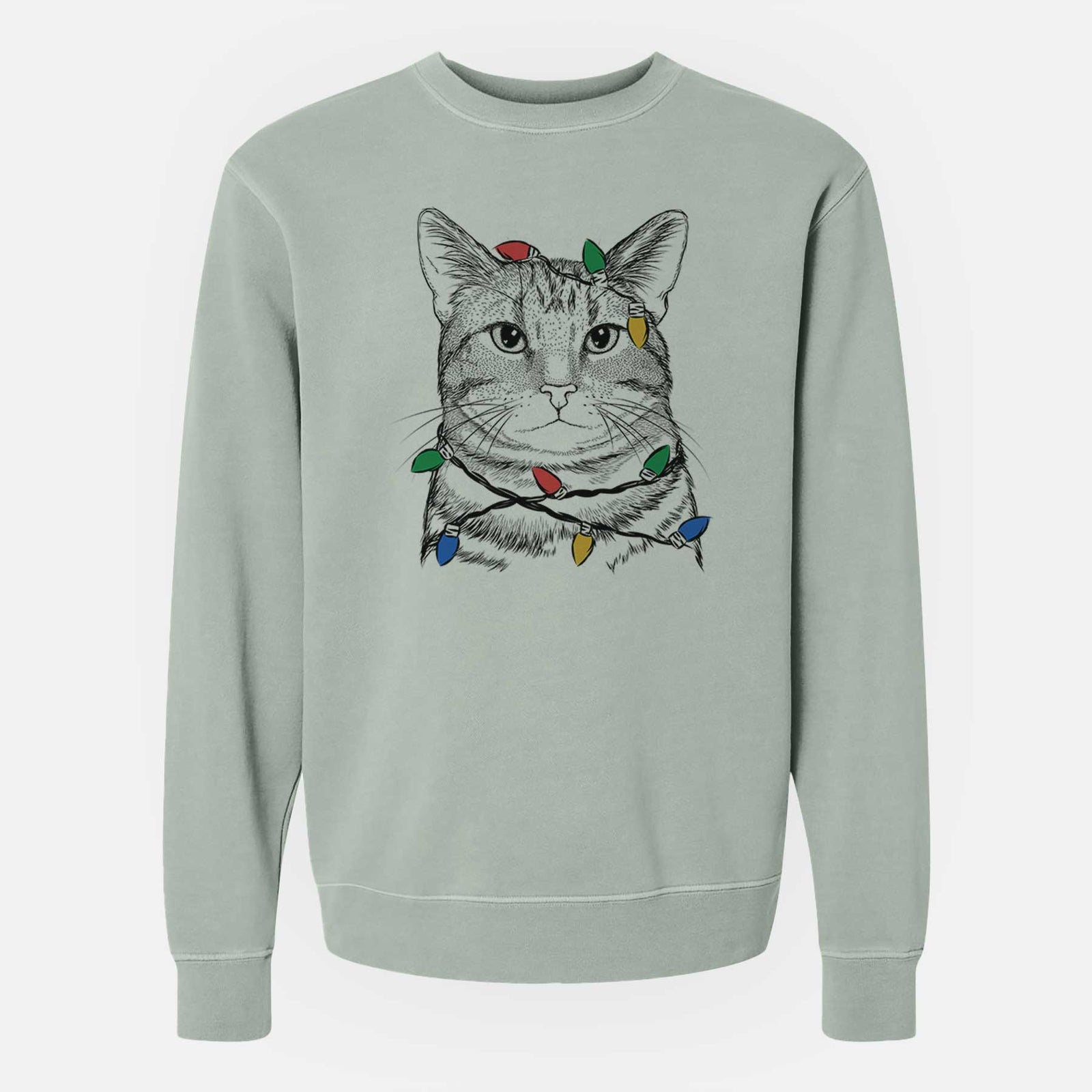 Christmas Lights Henry the Bengal - Unisex Pigment Dyed Crew Sweatshirt