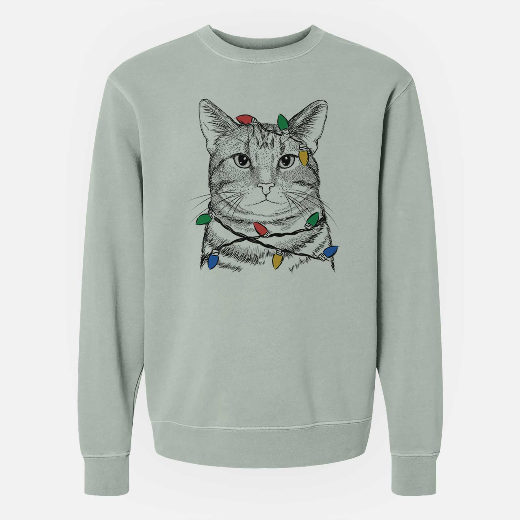 Christmas Lights Henry the Bengal - Unisex Pigment Dyed Crew Sweatshirt