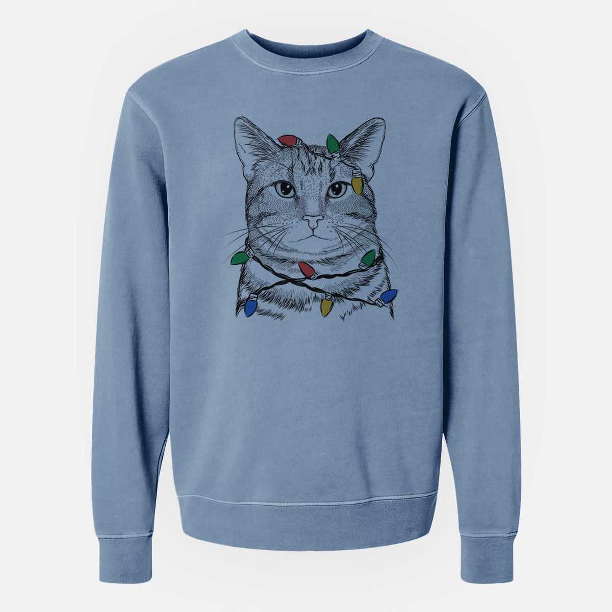 Christmas Lights Henry the Bengal - Unisex Pigment Dyed Crew Sweatshirt