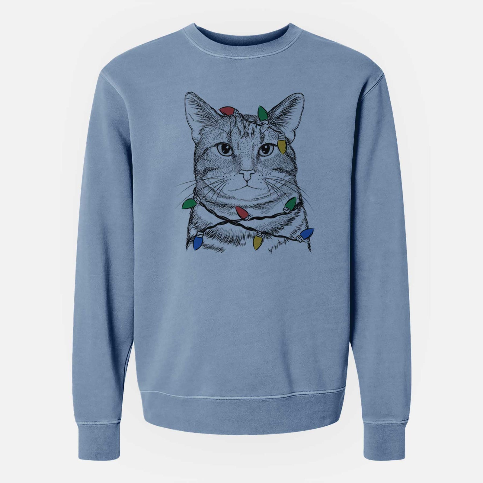 Christmas Lights Henry the Bengal - Unisex Pigment Dyed Crew Sweatshirt