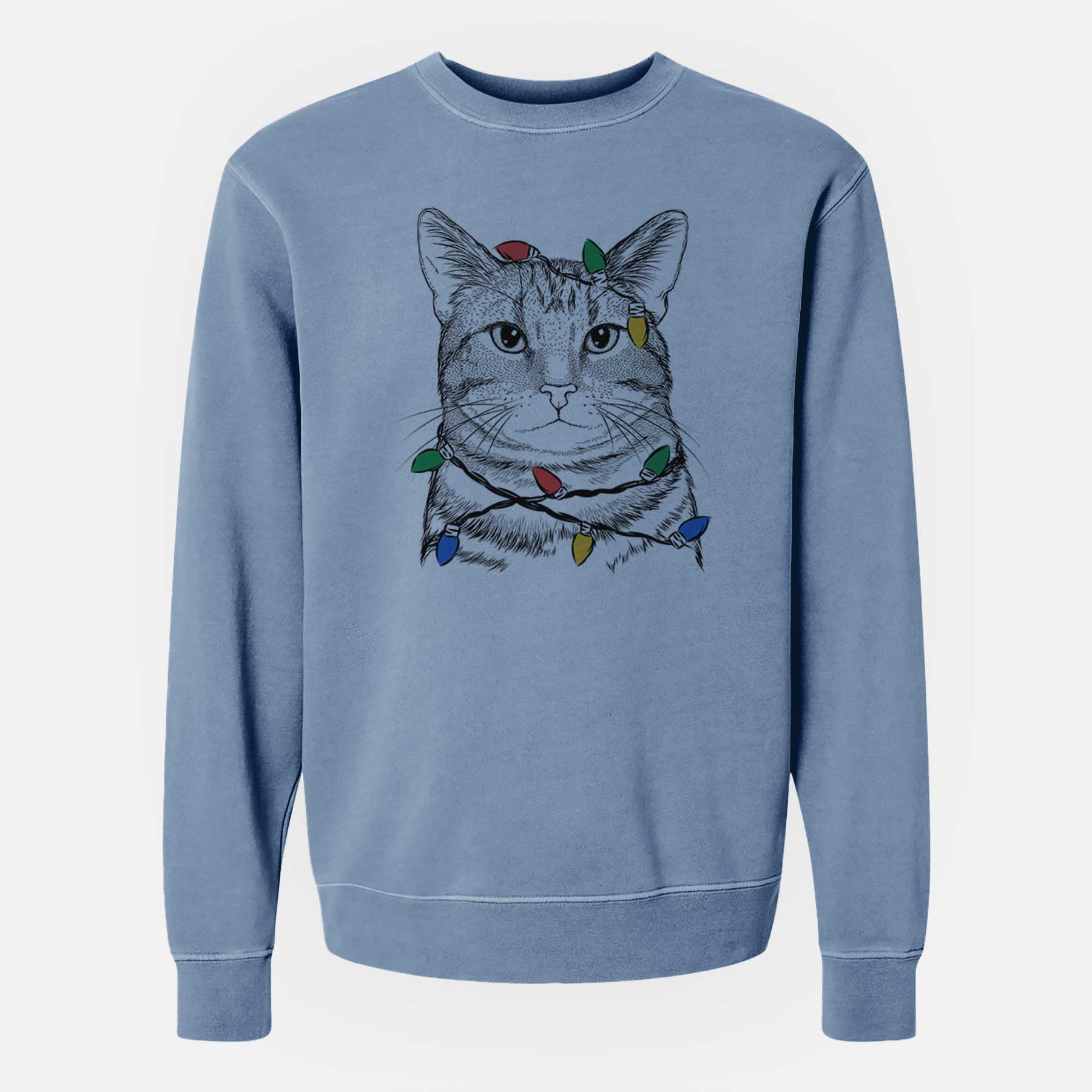 Christmas Lights Henry the Bengal - Unisex Pigment Dyed Crew Sweatshirt