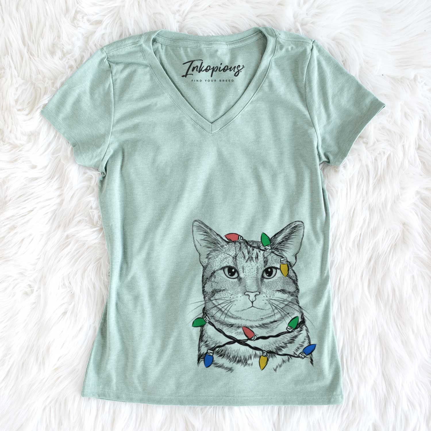 Christmas Lights Henry the Bengal - Women's V-neck Shirt