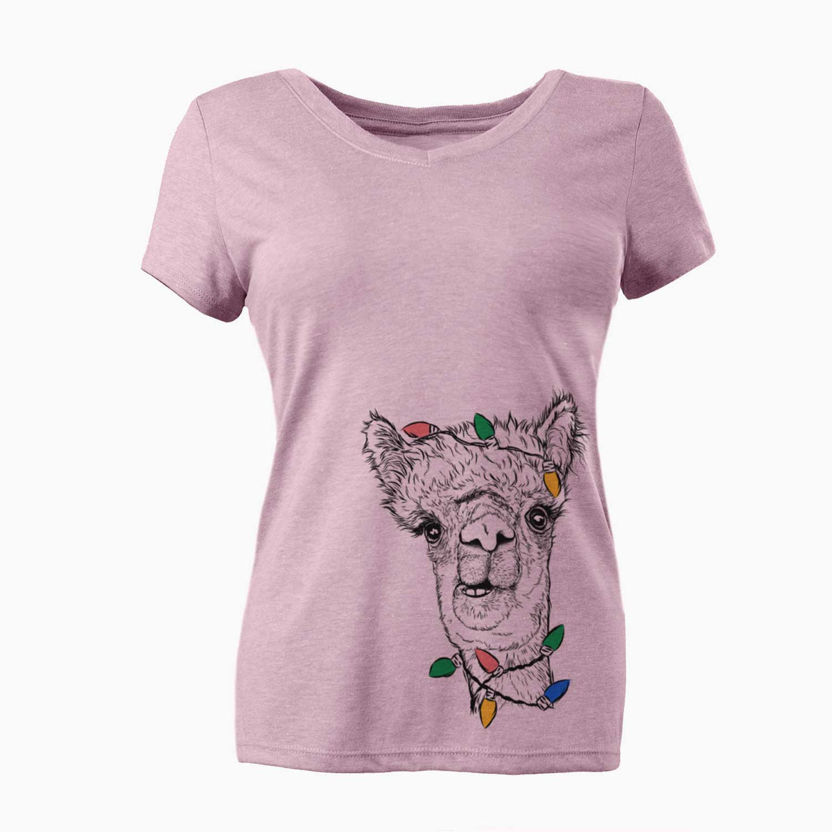 Christmas Lights Henry the Alpaca - Women's V-neck Shirt