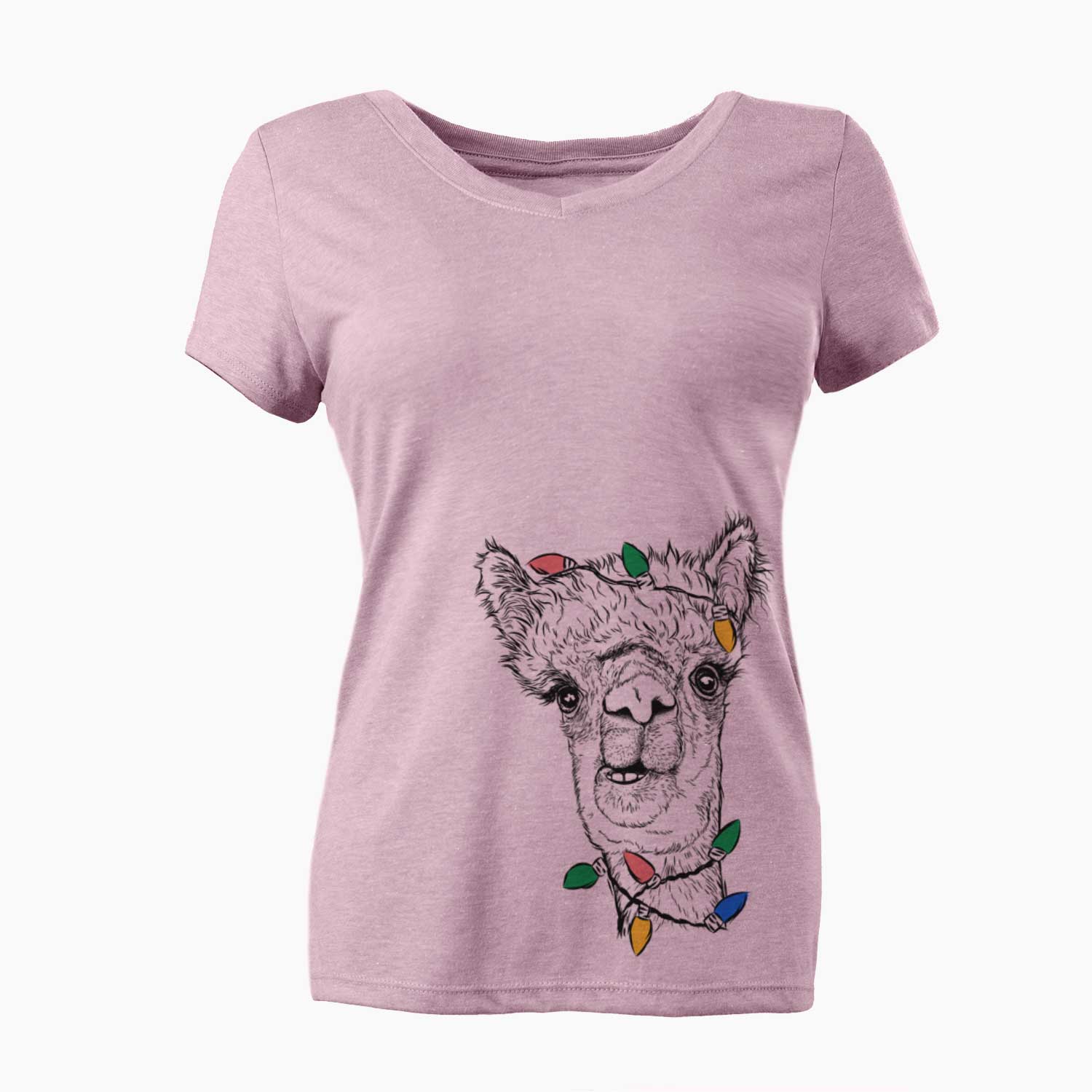 Christmas Lights Henry the Alpaca - Women's V-neck Shirt